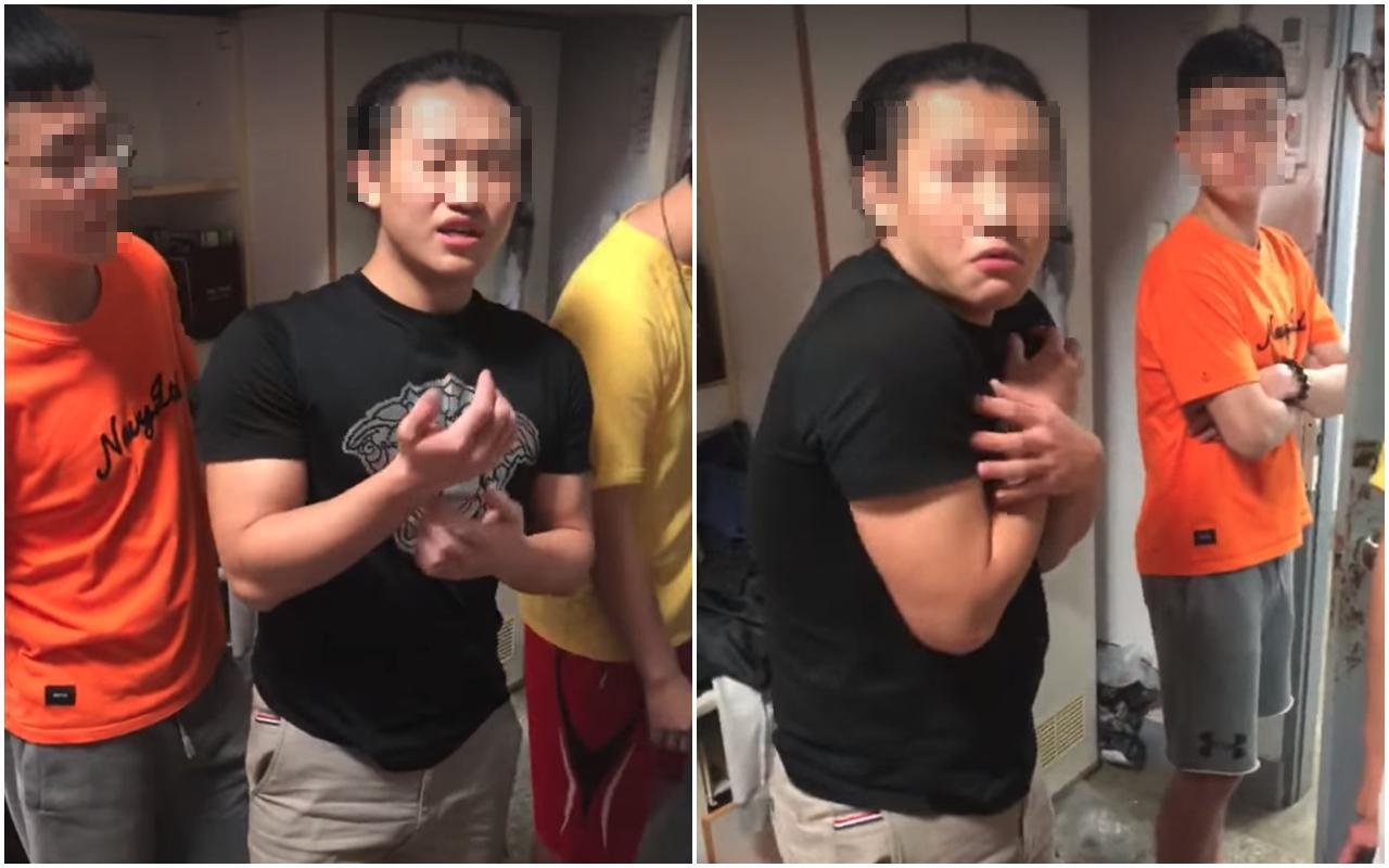 壯碩男同學闖進別人的宿舍房間，作勢想要揍人、摸下體，甚至還歧視放話，「像個娘娘腔一樣的活著啊！」（翻攝自臉書）