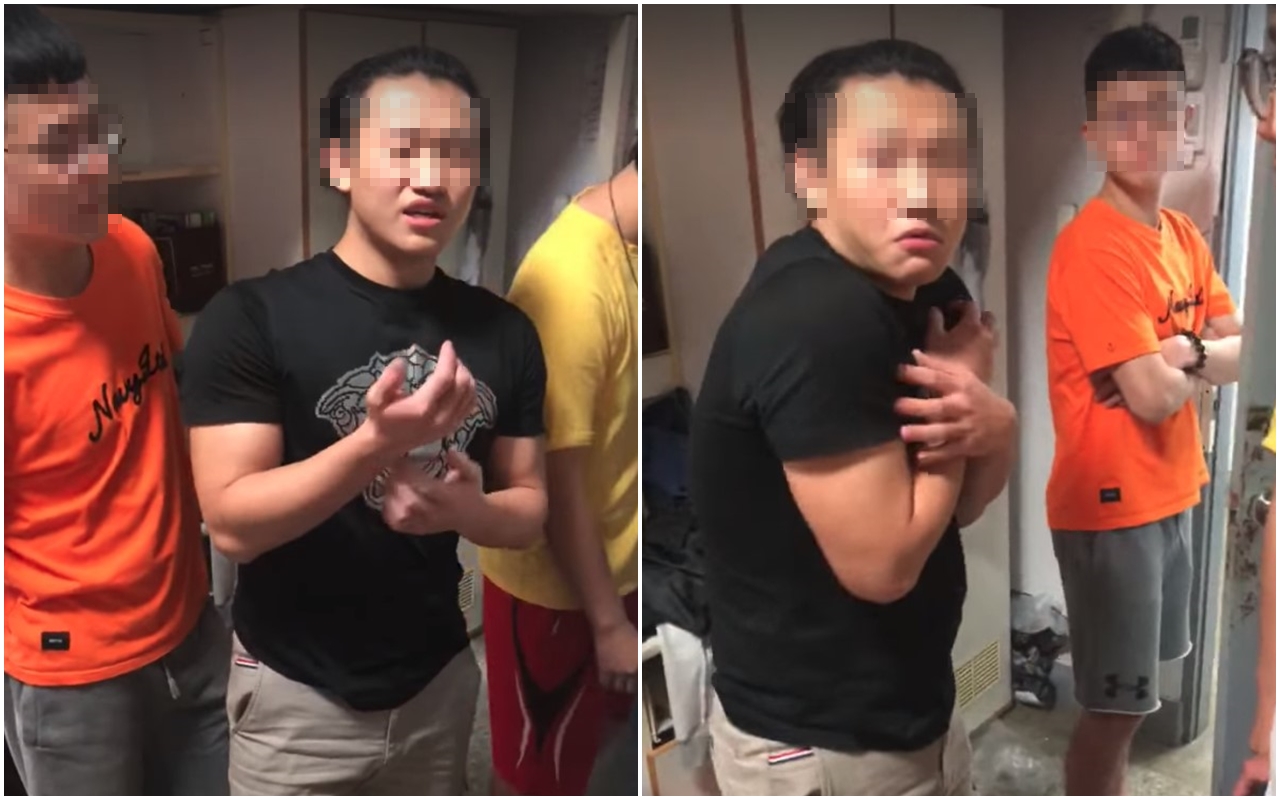 壯碩男同學闖進別人的宿舍房間，作勢想要揍人、摸下體，甚至還歧視放話，「像個娘娘腔一樣的活著啊！」（翻攝自臉書）