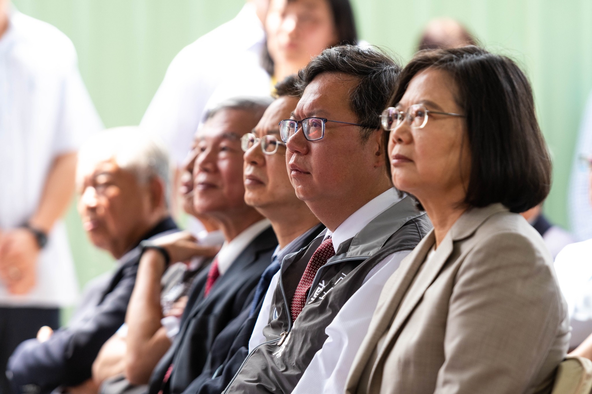 蔡英文總統在桃園市長鄭文燦陪同下，出席虎頭山創新園區開幕典禮。（翻攝桃園市政府網站）