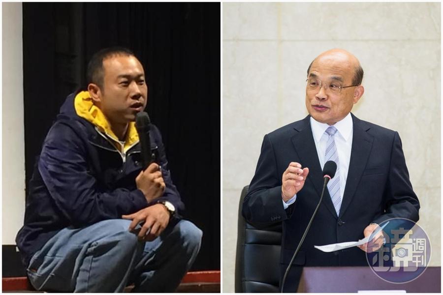 新北市瑞芳區龍山里長陳志強（左）與行政院長蘇貞昌，日前在臉書上大和解。（左圖翻攝自陳志強臉書）