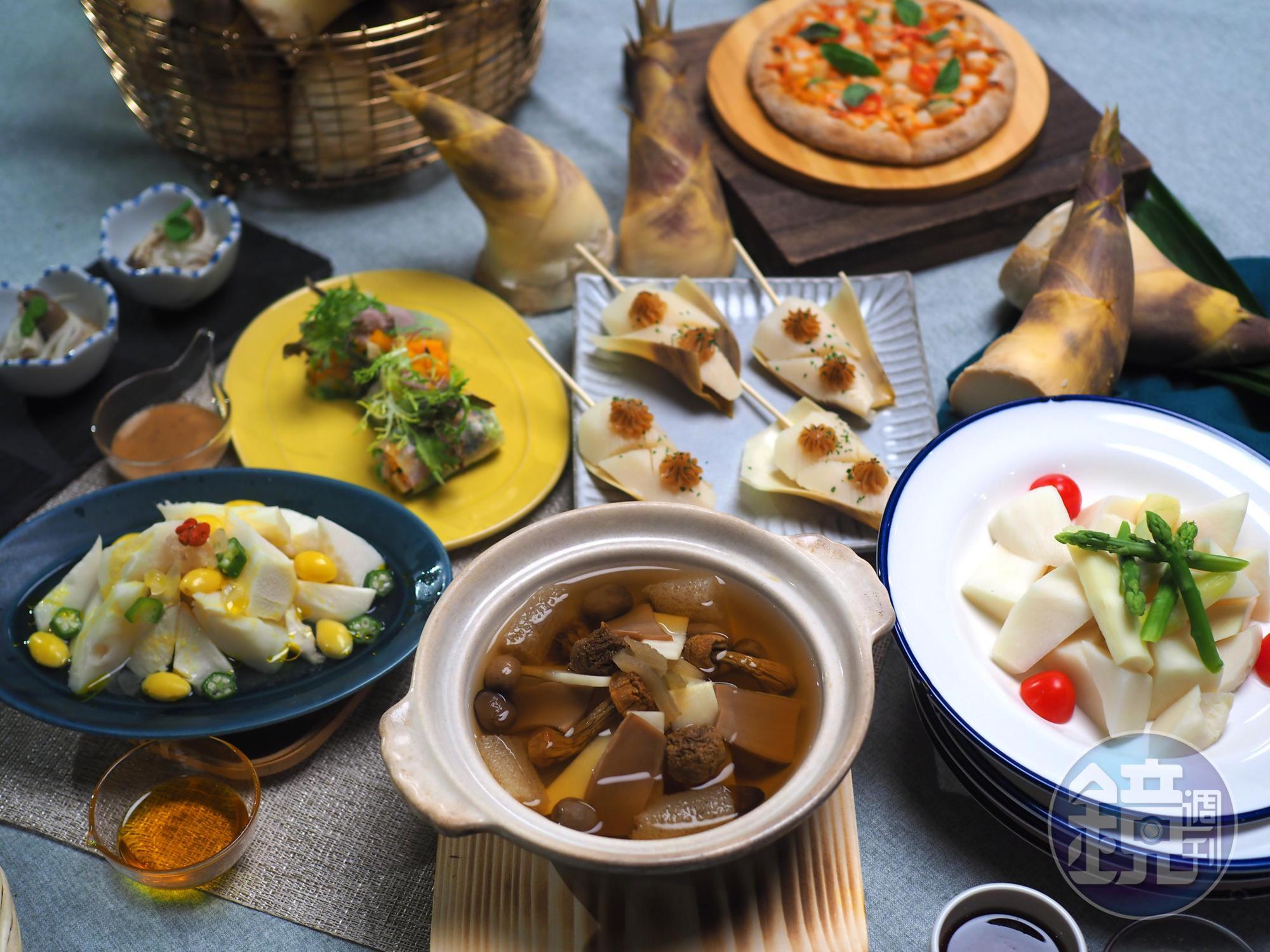 精緻蔬食吃到飽「果然匯 蔬食宴」與新北市合作,推出7道在地綠竹筍料理。