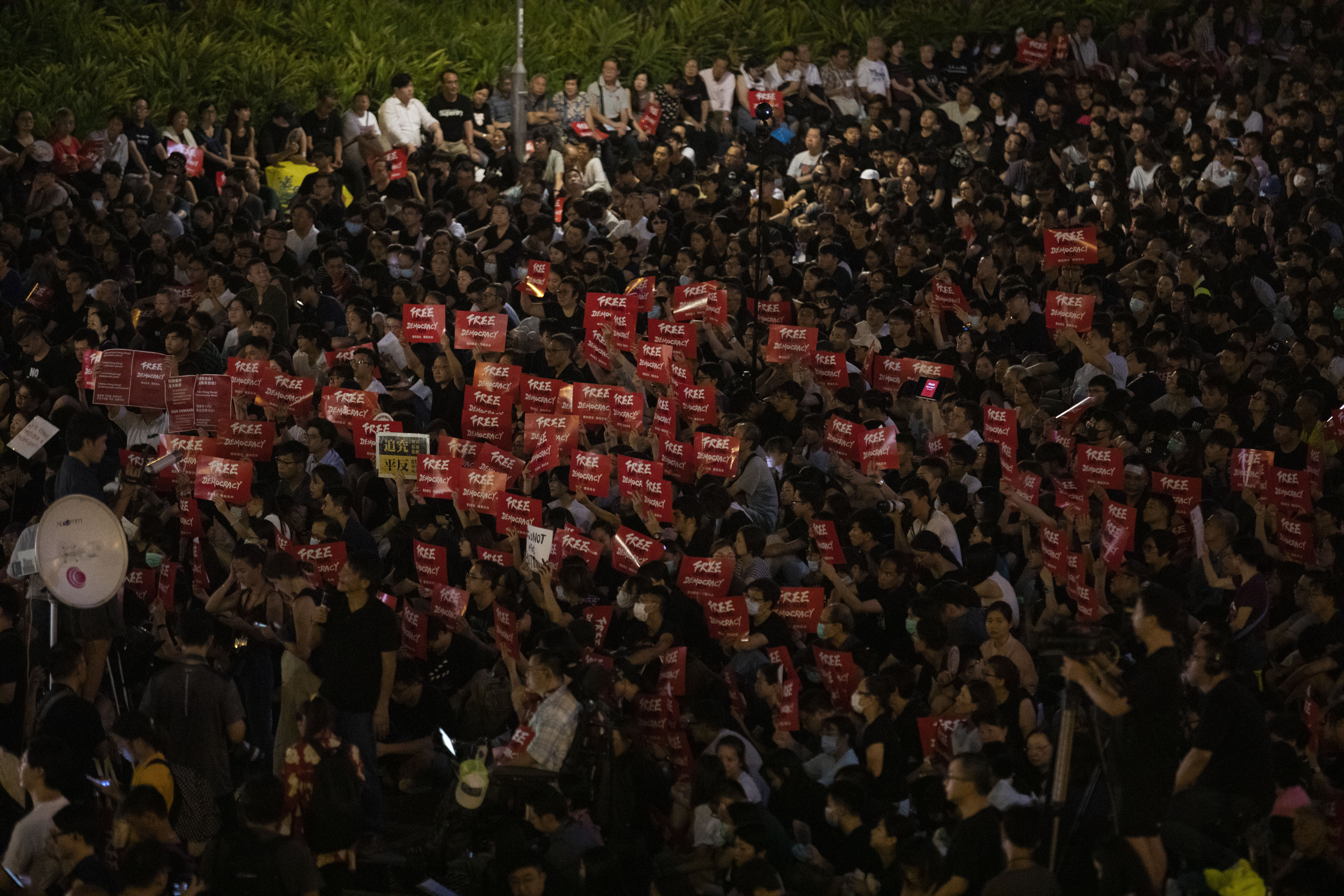 數萬名港人參與G20集會，手持「Free Hong Kong，Democracy Now！」標語，並在手機燈海中高唱〈Do You Hear the People Sing〉，場面非常動人。