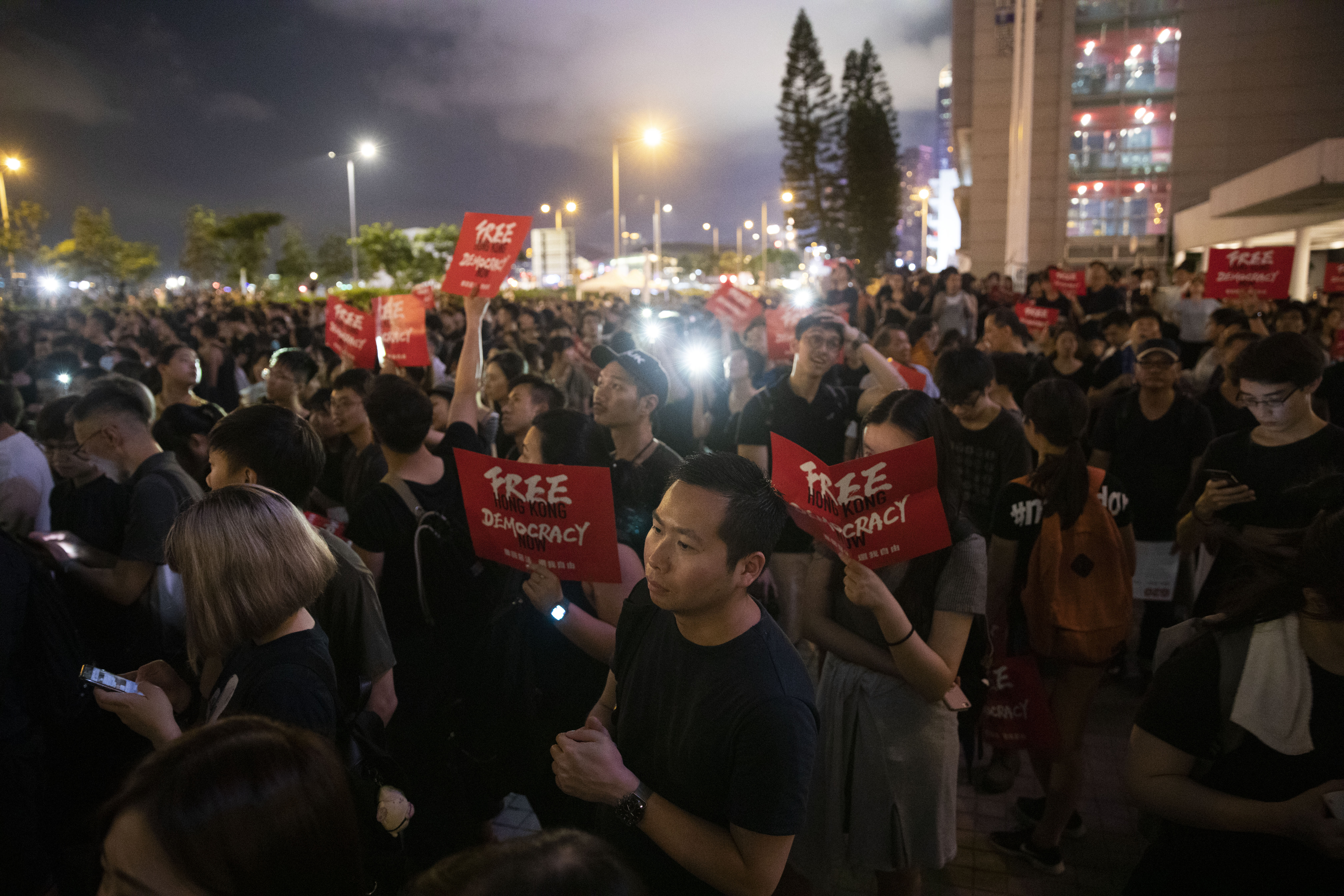 數萬名港人參與G20集會，手持「Free Hong Kong，Democracy Now！」標語，並在手機燈海中高唱〈Do You Hear the People Sing〉，場面非常動人。