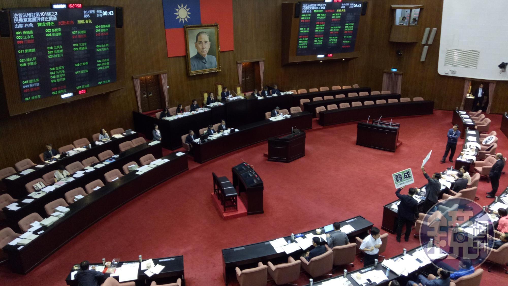 立法院經過2天審議,三讀通過《法官法》修正案。
