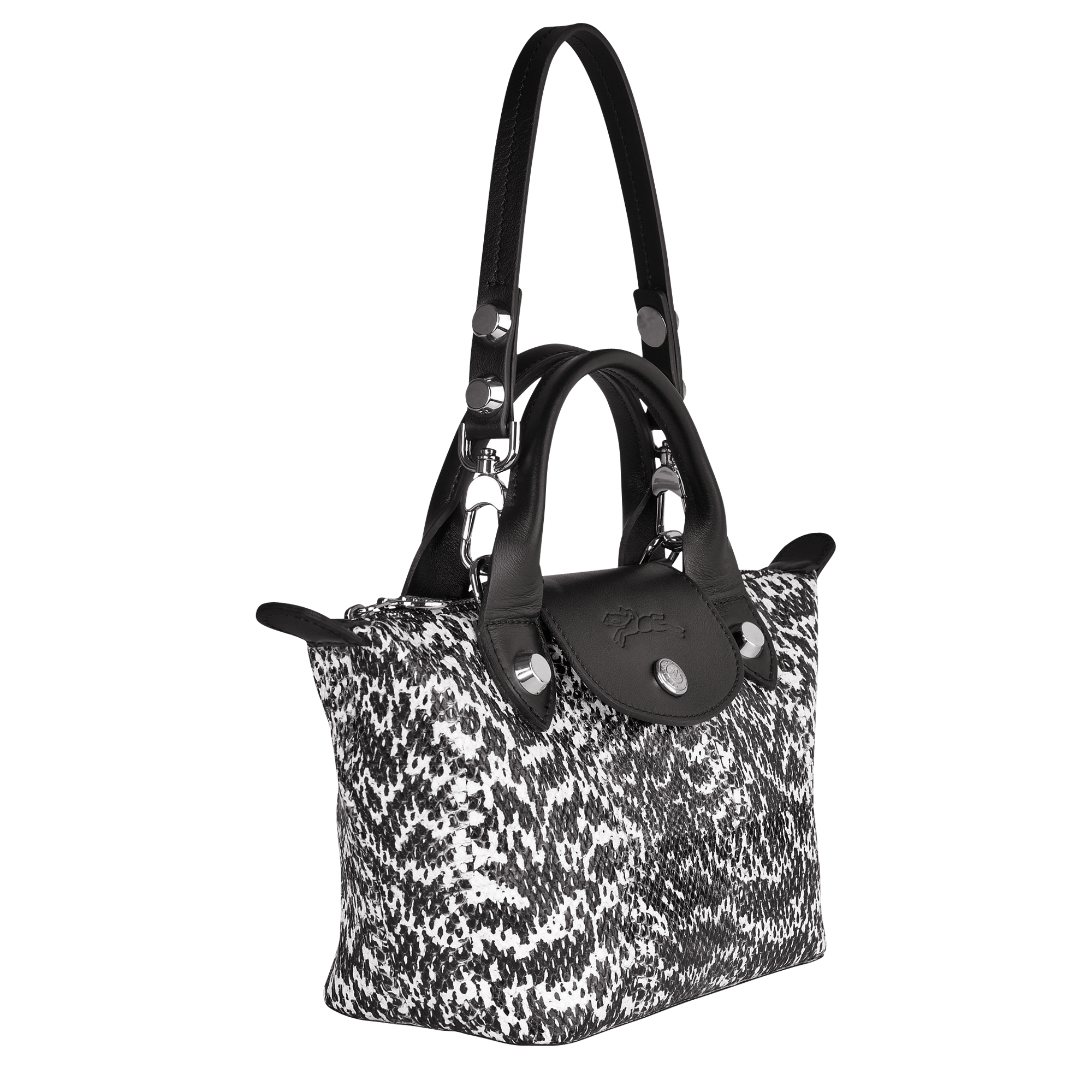 LE MINI PLIAGE CUIR SERPENT D’EAU系列黑白色迷你手提包。NT$19,000