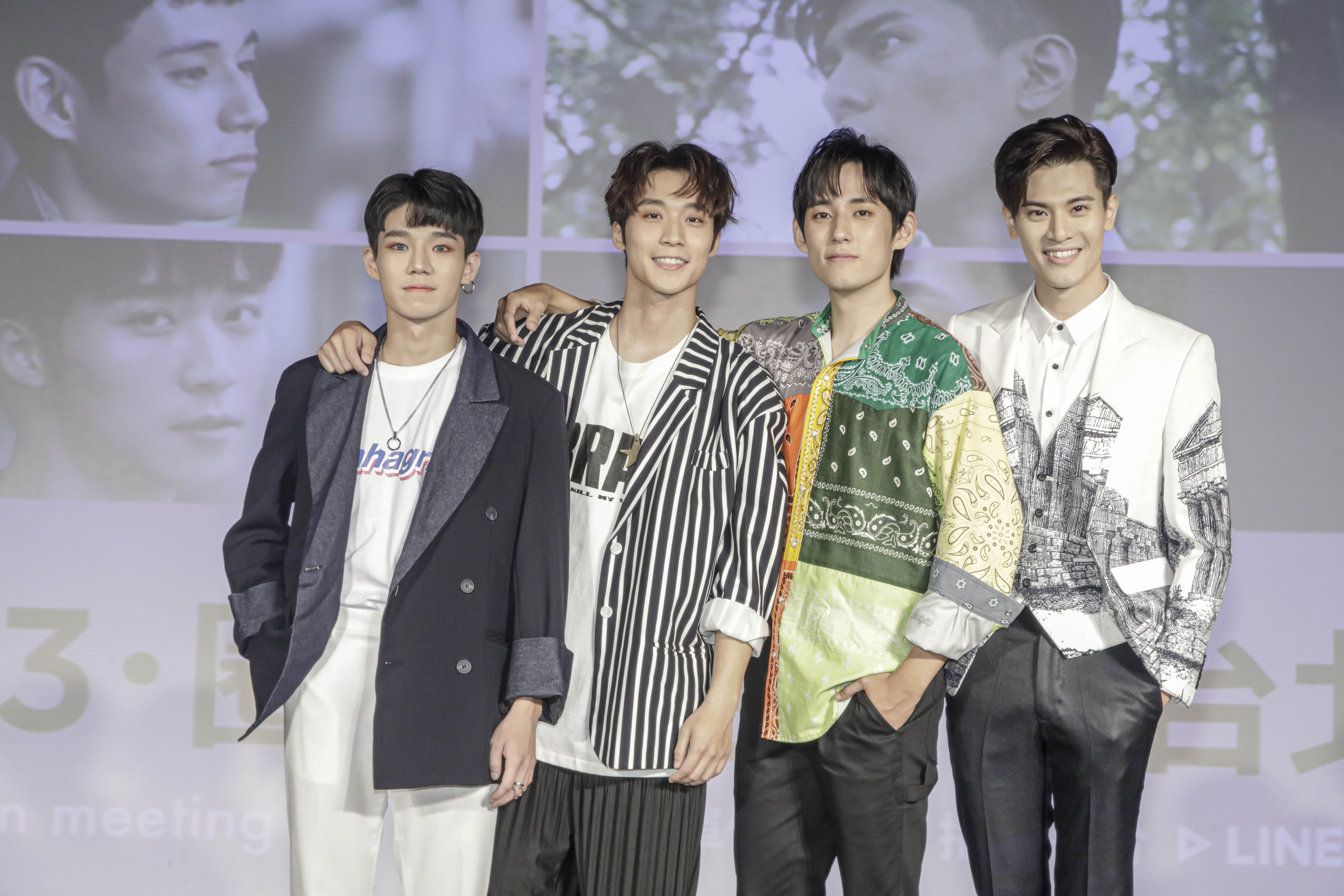 《HIStory 3-圈套》台北場粉絲見面會，徐鈞浩、吳承洋、卞慶華、陳廷軒四位以演唱《圈套》主題曲「我怎能留下你」開場。（CHOCO MEDIA ENTERTAINMENT提供）