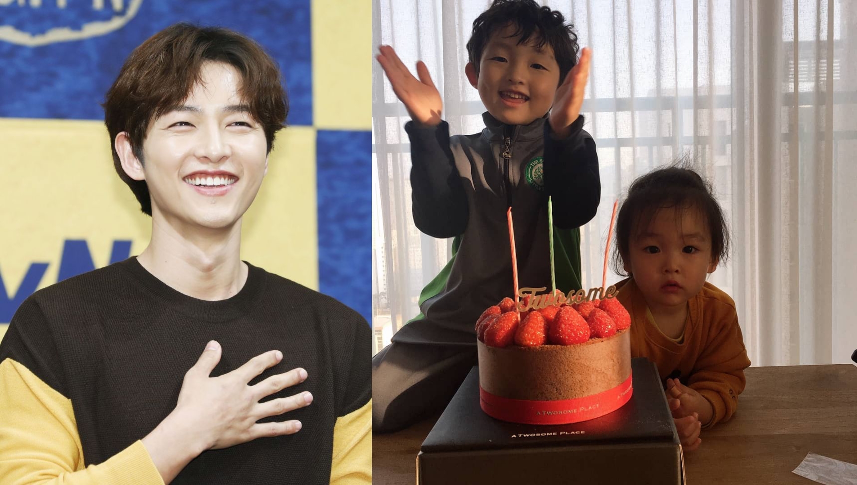 宋仲基的姪子與他長得越來越像，顯示強大基因。（合成照片，右圖翻攝自宋哥哥IG）