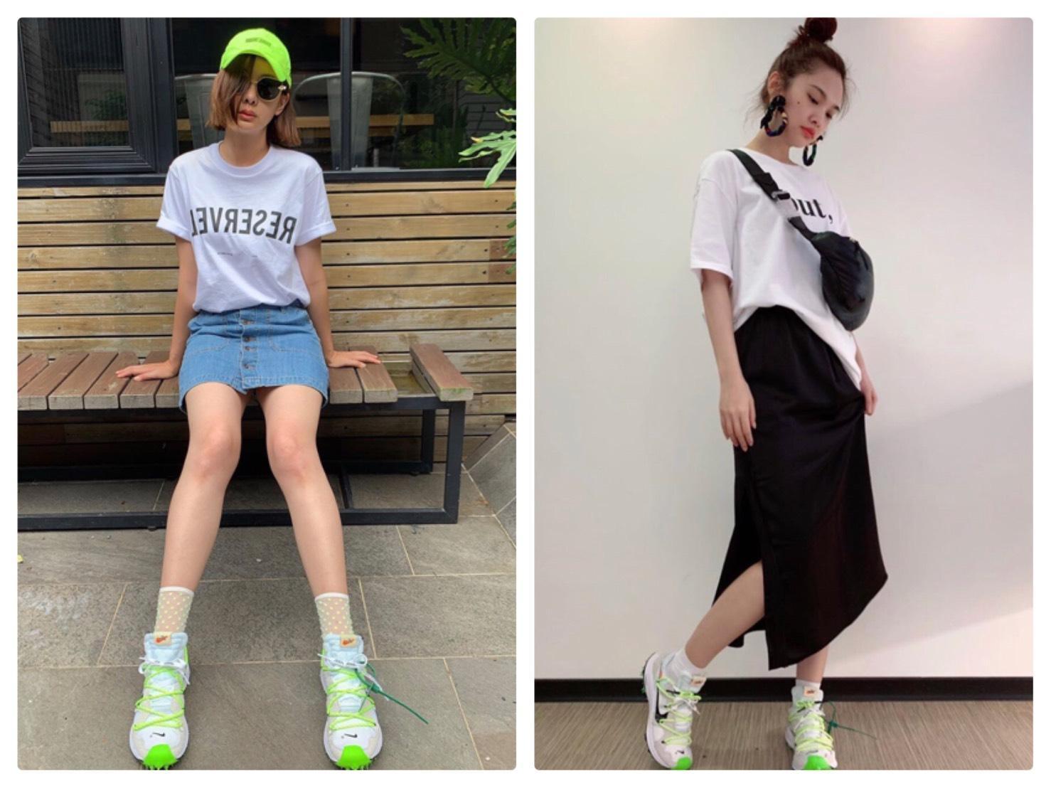 安心亞與楊丞琳腳上都穿了Off White x Nike的聯名新鞋款。(翻攝自安心亞、楊丞琳IG)