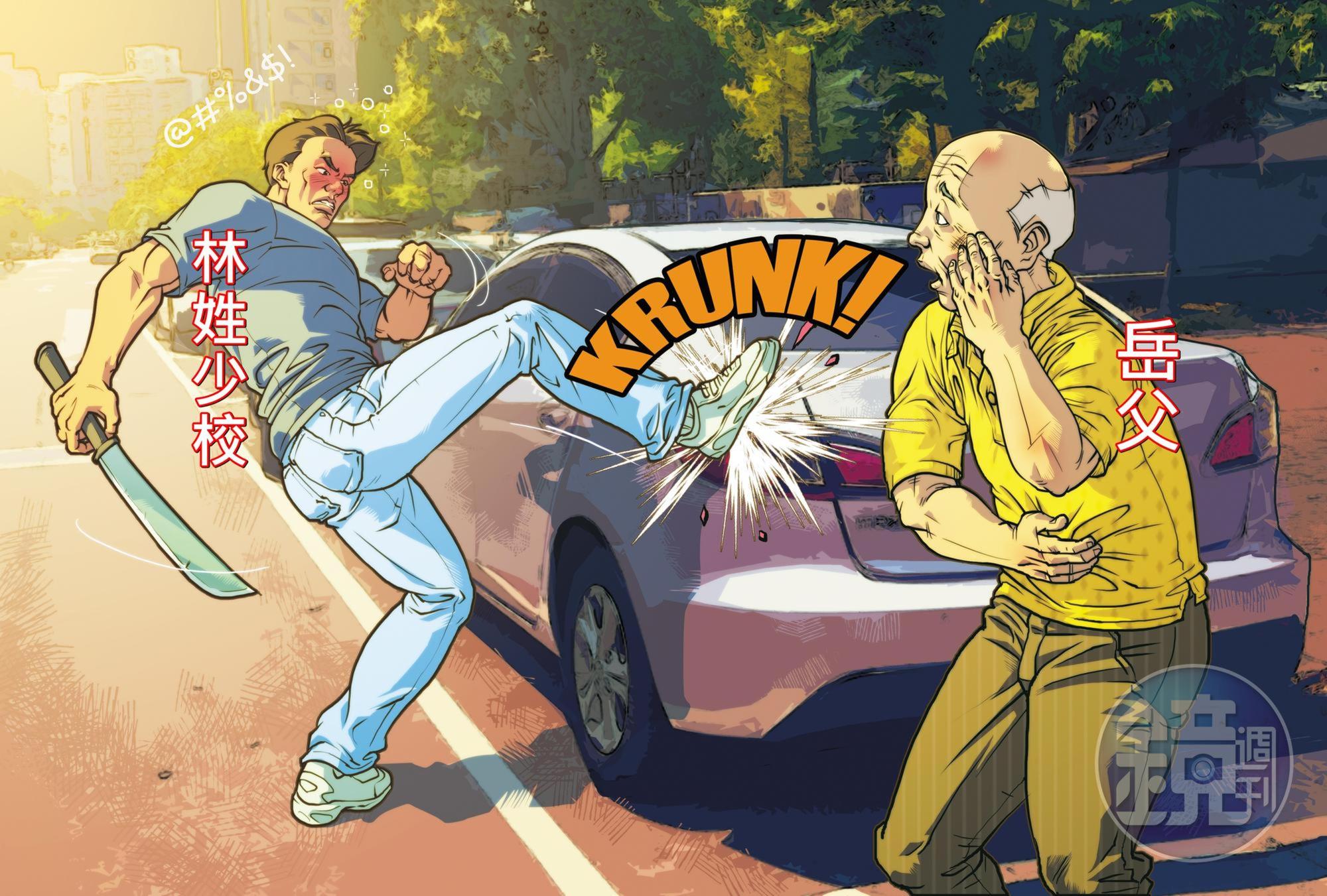 林姓少校與妻子發生口角，竟找岳父興師問罪，還傷人砸車。