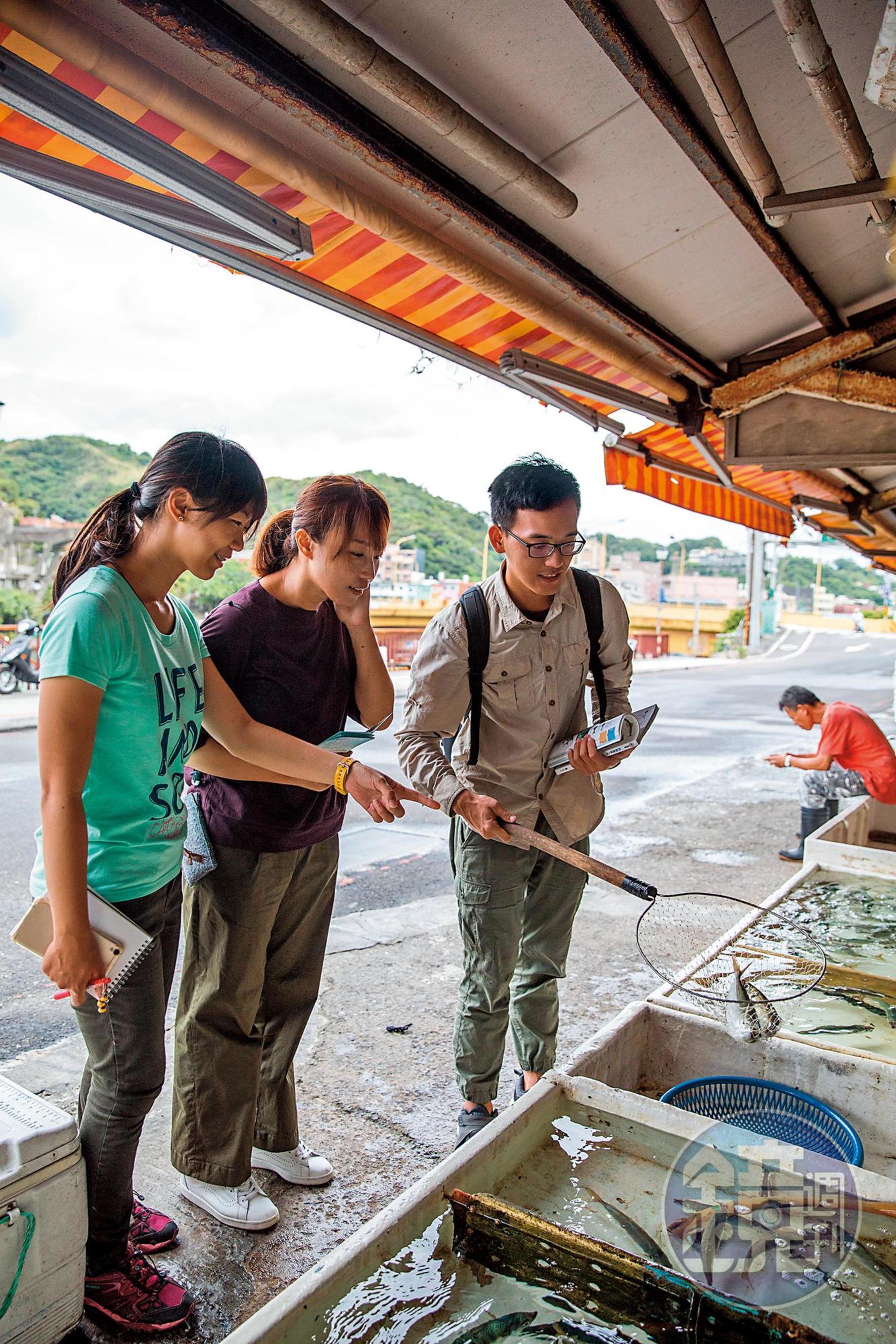 島嶼慢魚體驗從和平島魚市買魚開始學習。