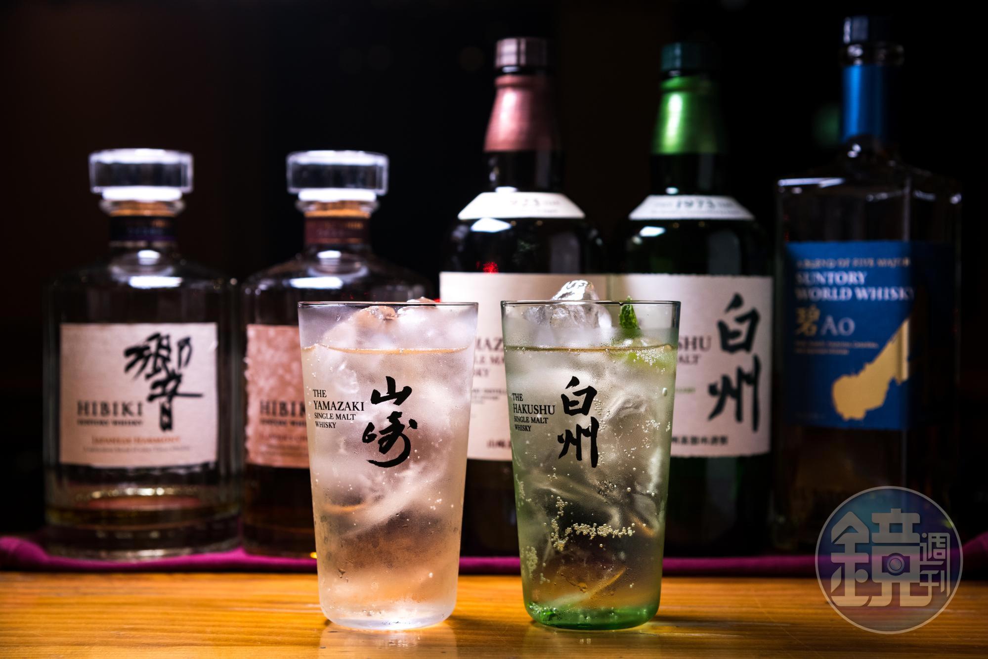 山崎與白州威士忌Highball清爽酸香，適合佐餐。