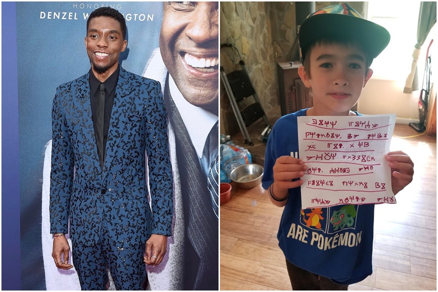 近日有一名男童用「瓦干達文字」寫信給黑豹，釣出查德維克博斯曼親自回覆。（翻攝自查德維克博斯曼IG）