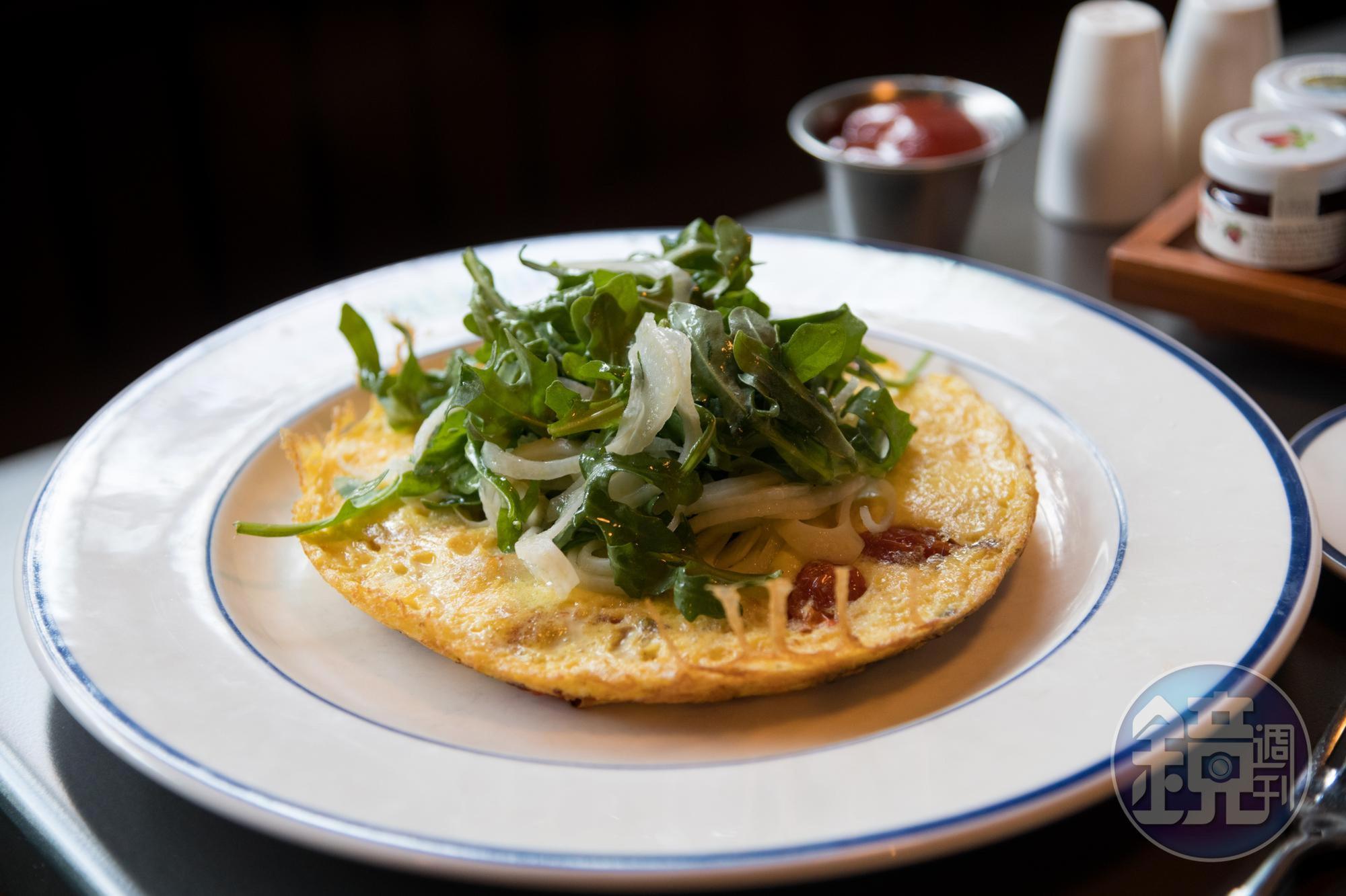 有點費工的義式煎蛋餅「Dungeness Crab Frittata」，吃得到西雅圖產的珍寶蟹。（19美元／份，約NT$590）