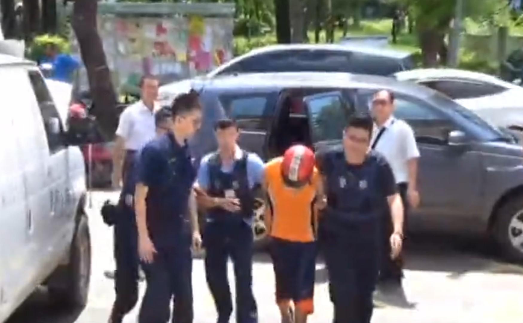 韓嫌今中午在家遭警方緝捕到案。（翻攝畫面）