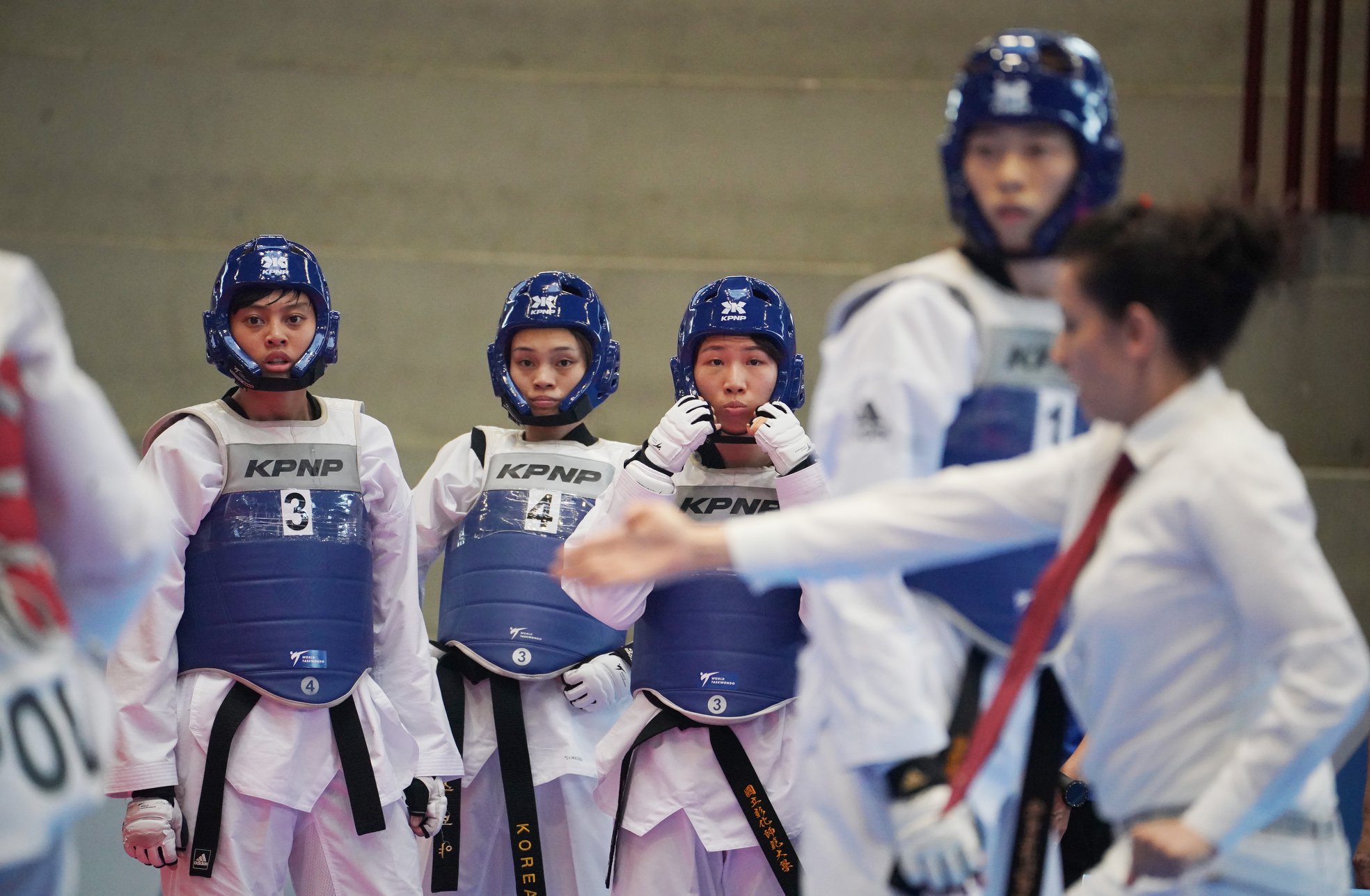 我國跆拳道女團在本屆世大運中，踢落南韓拿下金牌。（大專體總提供）