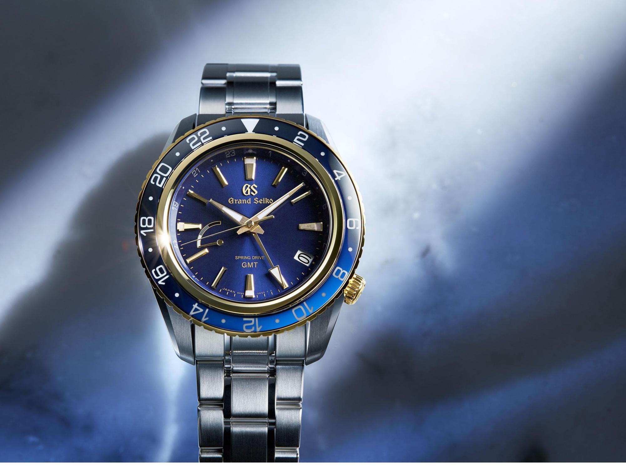 GRAND SEIKO推出歷史上首款半金旋轉錶圈的SBGE248，進軍奢華運動錶領域。（圖片擷取自Luxury Watch Trends網站）