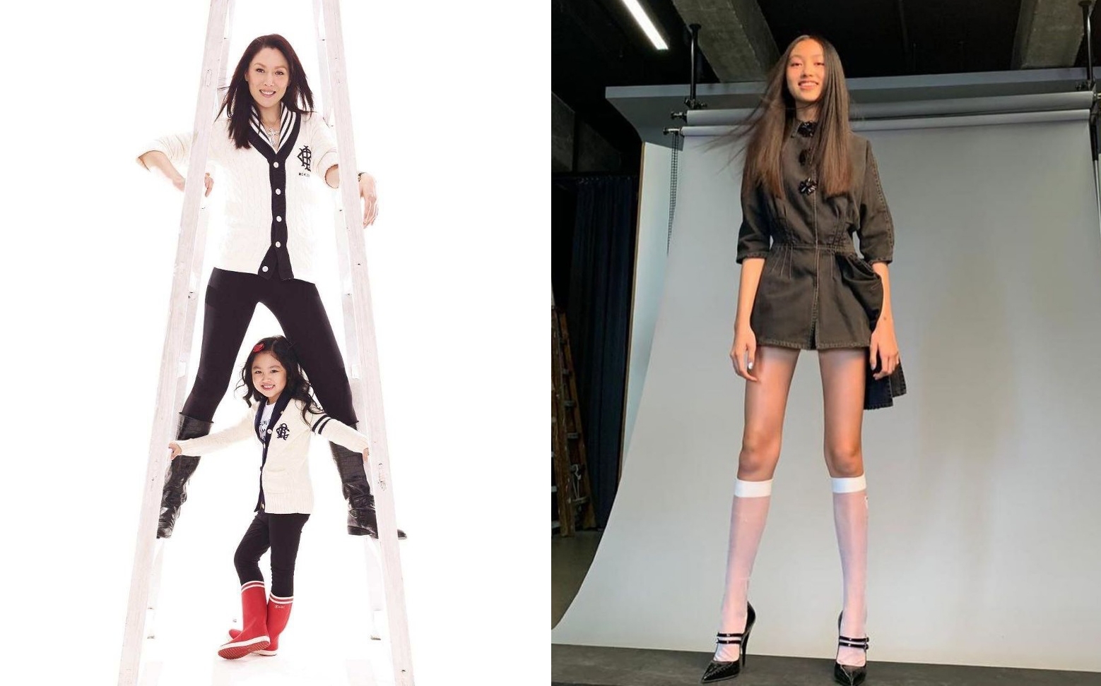 任晴佳5歲時就與名模媽媽琦琦一起拍攝寫真，14歲的她如今已有180公分身高，腿長足足110公分。（翻攝自琦琦IG）