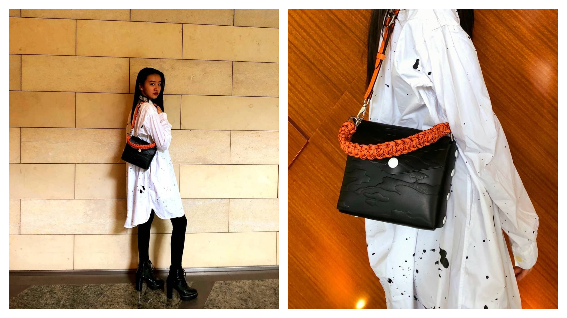 木村光希肩背rag & bone Atlas Bag，妝容與髮型卻超齡演出。（rag & bone提供）