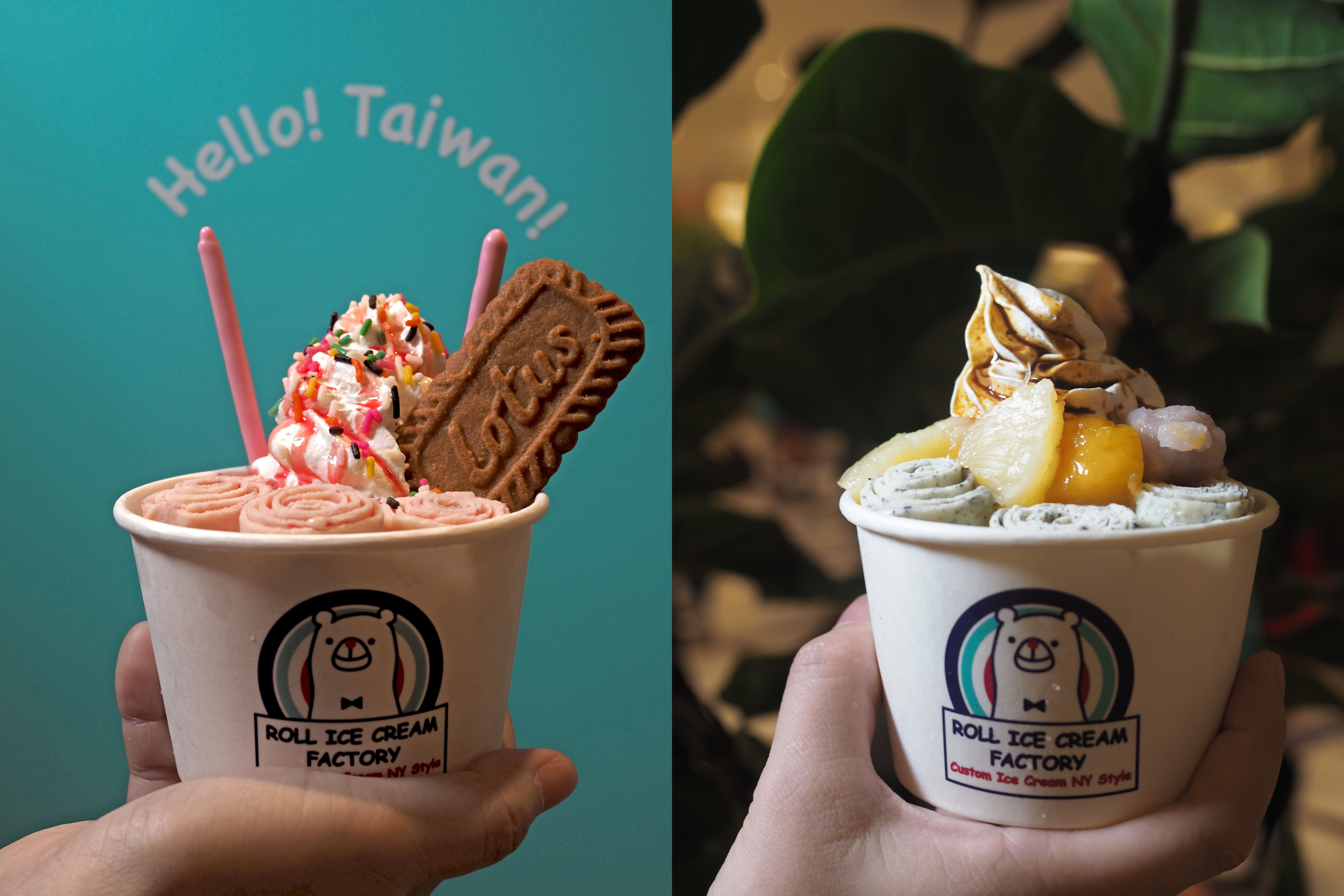 日本原宿炒冰捲「Roll Ice Cream Factory」登陸微風南山「atre」，除了定番人氣口味，還帶來兩種台灣限定冰品。