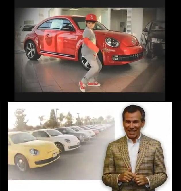 金Samuel（上圖）小時候曾拍過父親Jose Arredondo（下圖）經營的汽車代理店廣告。（翻攝自YouTuBe）