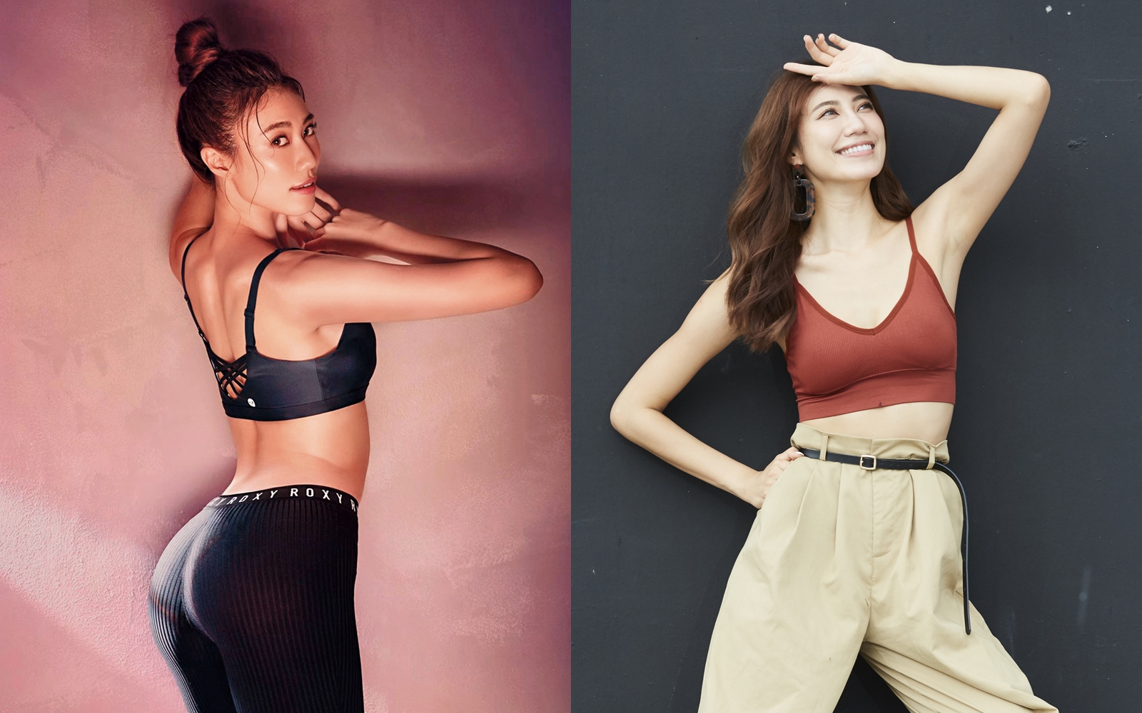 紀艾希曾因肥大臀部感到自卑，如今練成令人稱羨的「蜜桃臀」。（左圖翻攝自紀艾希IG）