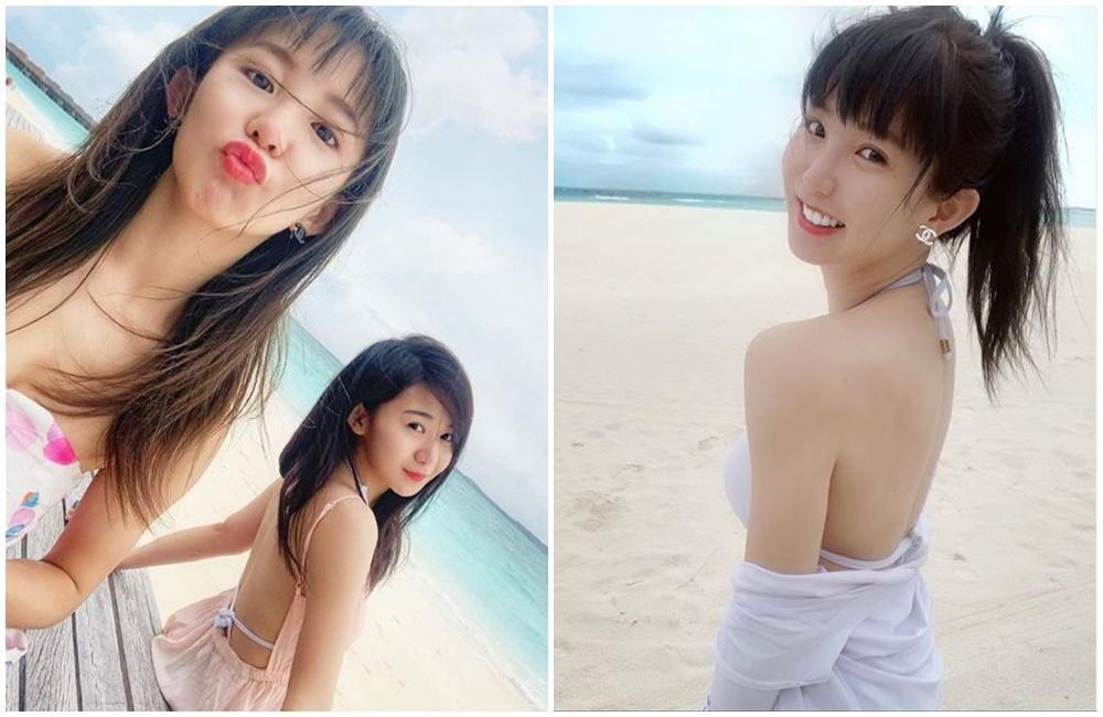 郭書瑤在海邊曬出和妹妹的合照,姊妹倆外型都很甜美。(翻攝自郭書瑤IG)