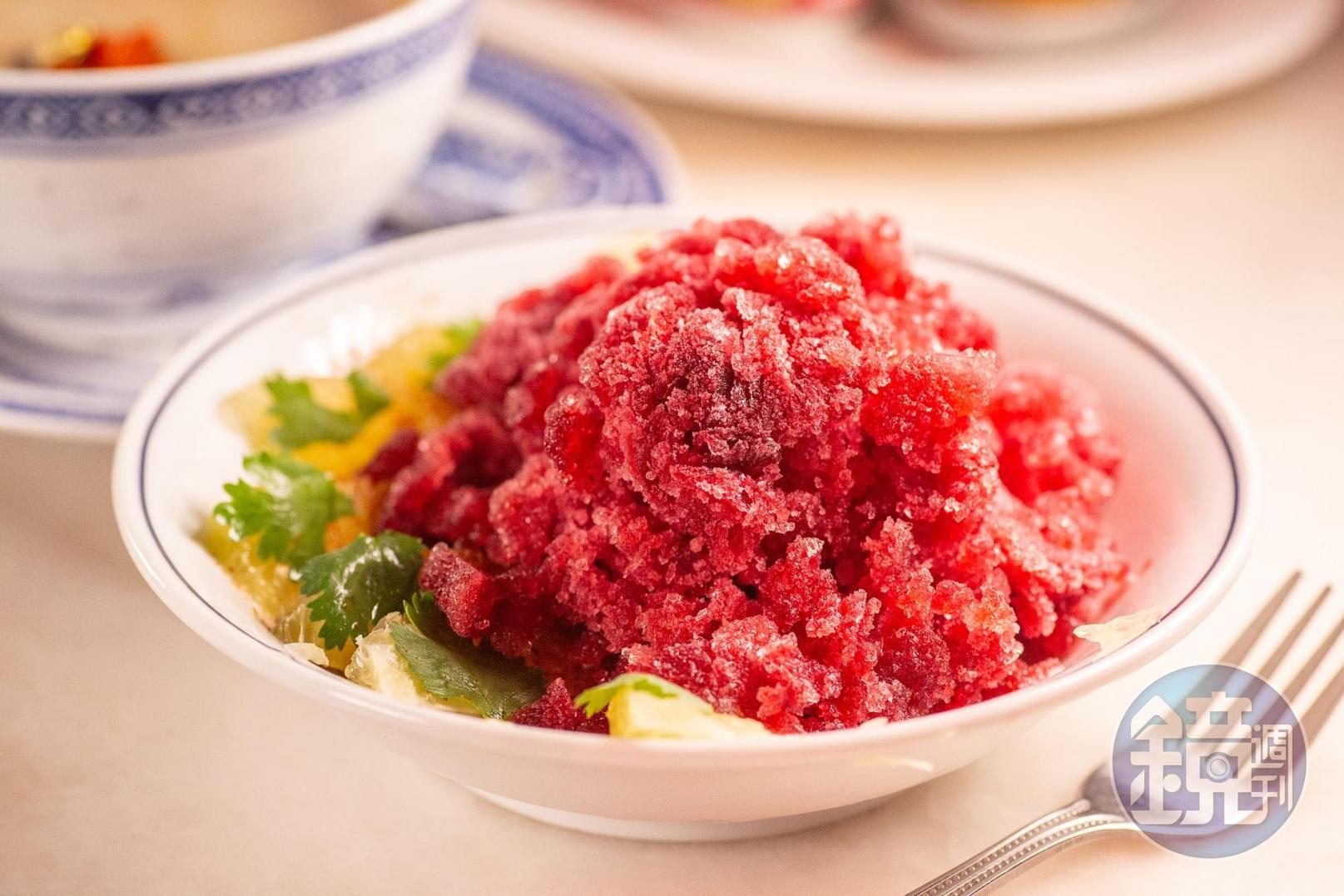 「辣格蘭塔」的料理，口感是冰沙，清爽不膩，但會讓人忍不住疑惑，中菜也有這道料理嗎？（148泰銖／份，約NT$153）
