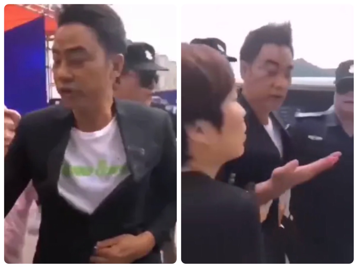 任達華遭刺傷腹部，手上是血的被送至醫院急救。（翻攝自頭條娛樂、娛樂撈飯）