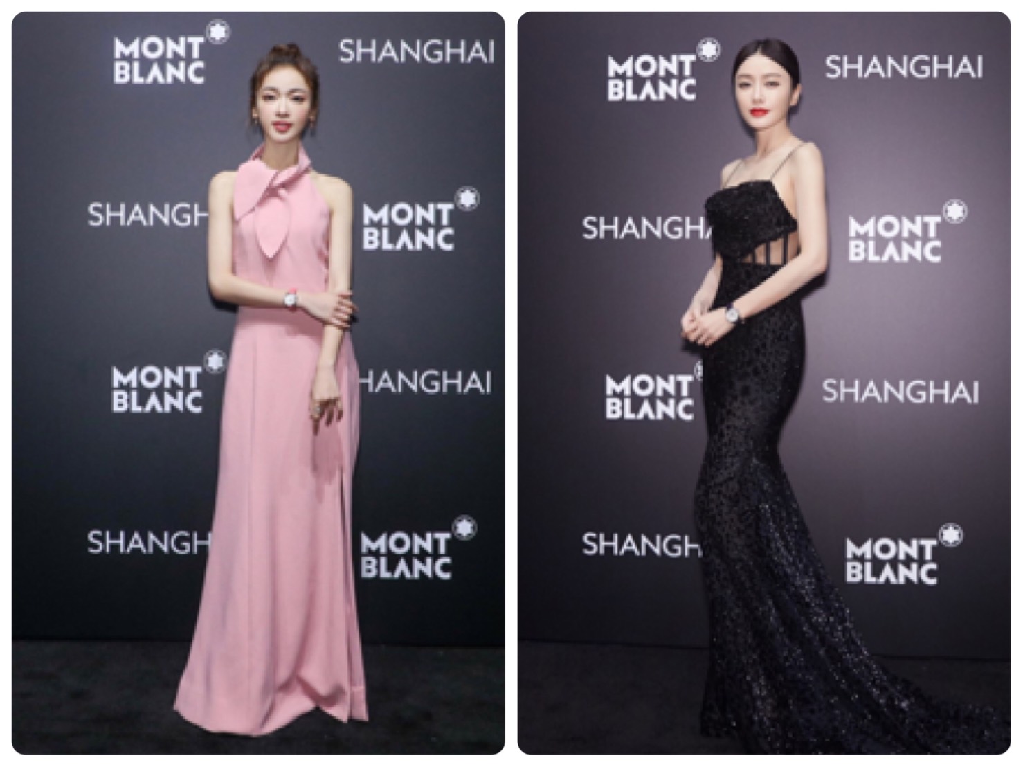 吳謹言（左）與秦嵐（右）以萬寶龍品牌摯友身份出席活動，但是秦嵐的性感吸睛程度勝，氣場強過吳謹言許多。（萬寶龍提供）