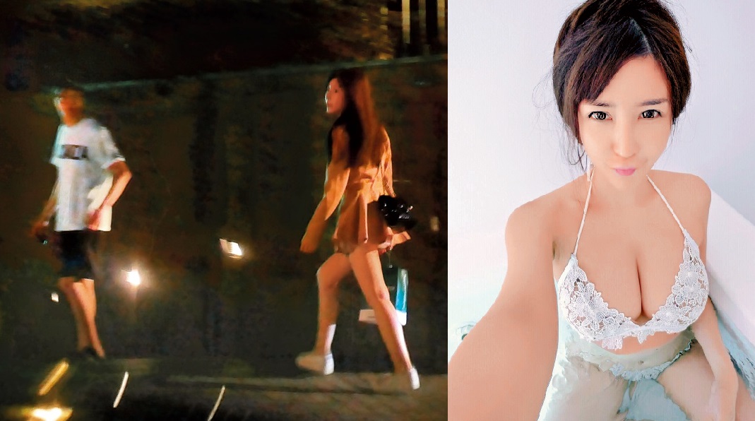 7/12 22：05，廖人帥（左）出來接一名辣妹Eli回家，他一直進進出出接送不同女生，車庫也一直入鏡；女伴NO.3 廖人帥跟Eli過夜後，稱沒睡的自己終於睡飽。2人路線很類似，都熱衷在網路展現胴體。（右圖翻攝自Elise IG）