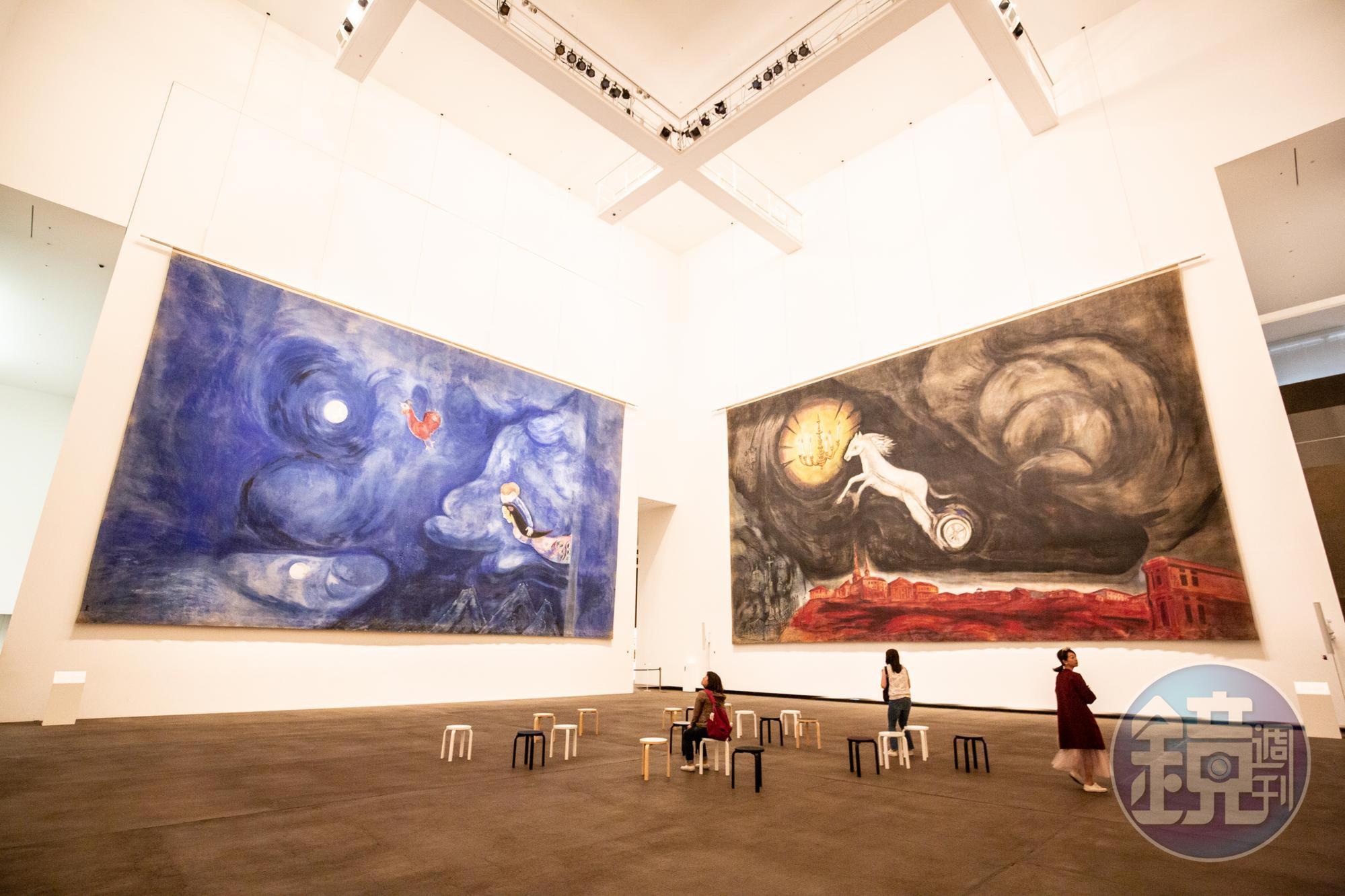 館內展出20世紀畫家馬克・夏加爾為芭蕾舞劇《Aleko》創作的舞台背景畫。
