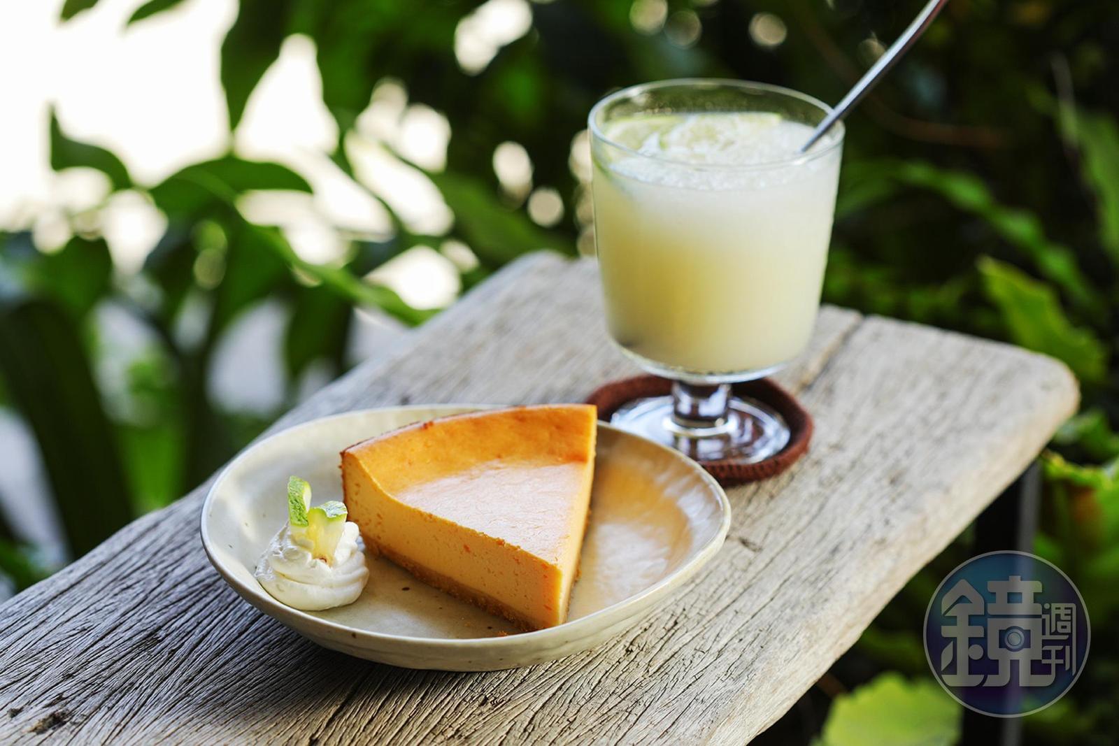 店員推薦的「地瓜乳酪」（前70元／份）與加入老闆自製小米酒的「老闆特調」（後100元／杯）。