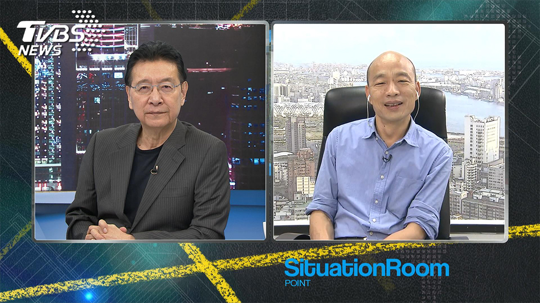 韓國瑜接受TVBS 《少康戰情室》主持人趙少康的專訪，大談總統路上的挑戰與希望。（TVBS提供）