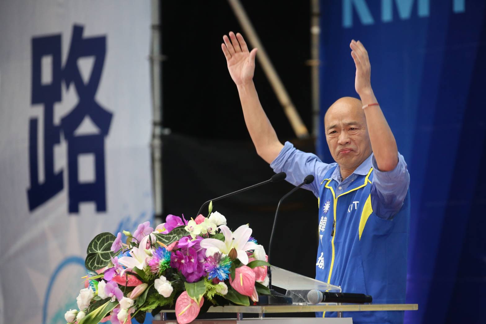 韓國瑜近20分鐘的致詞當中，幾乎都在狂電總統蔡英文執政失能。