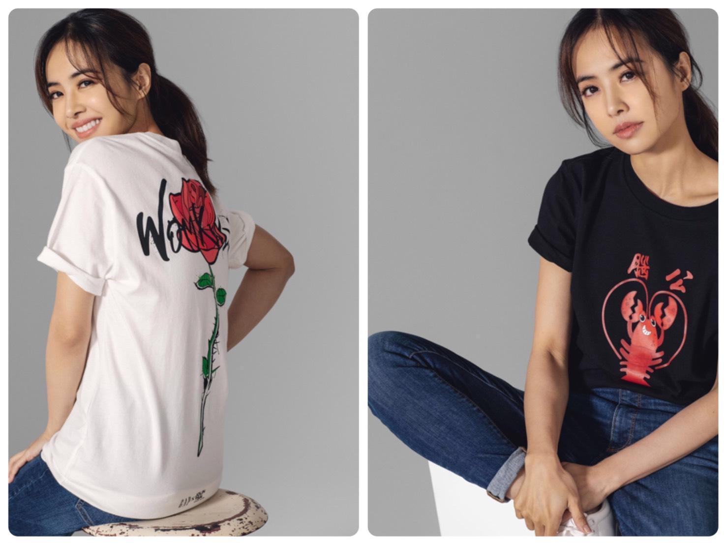 蔡依林的GAP x JOLIN TSAI聯名系列T-Shirt,表達6種Jolin全新態度。(GAP提供)