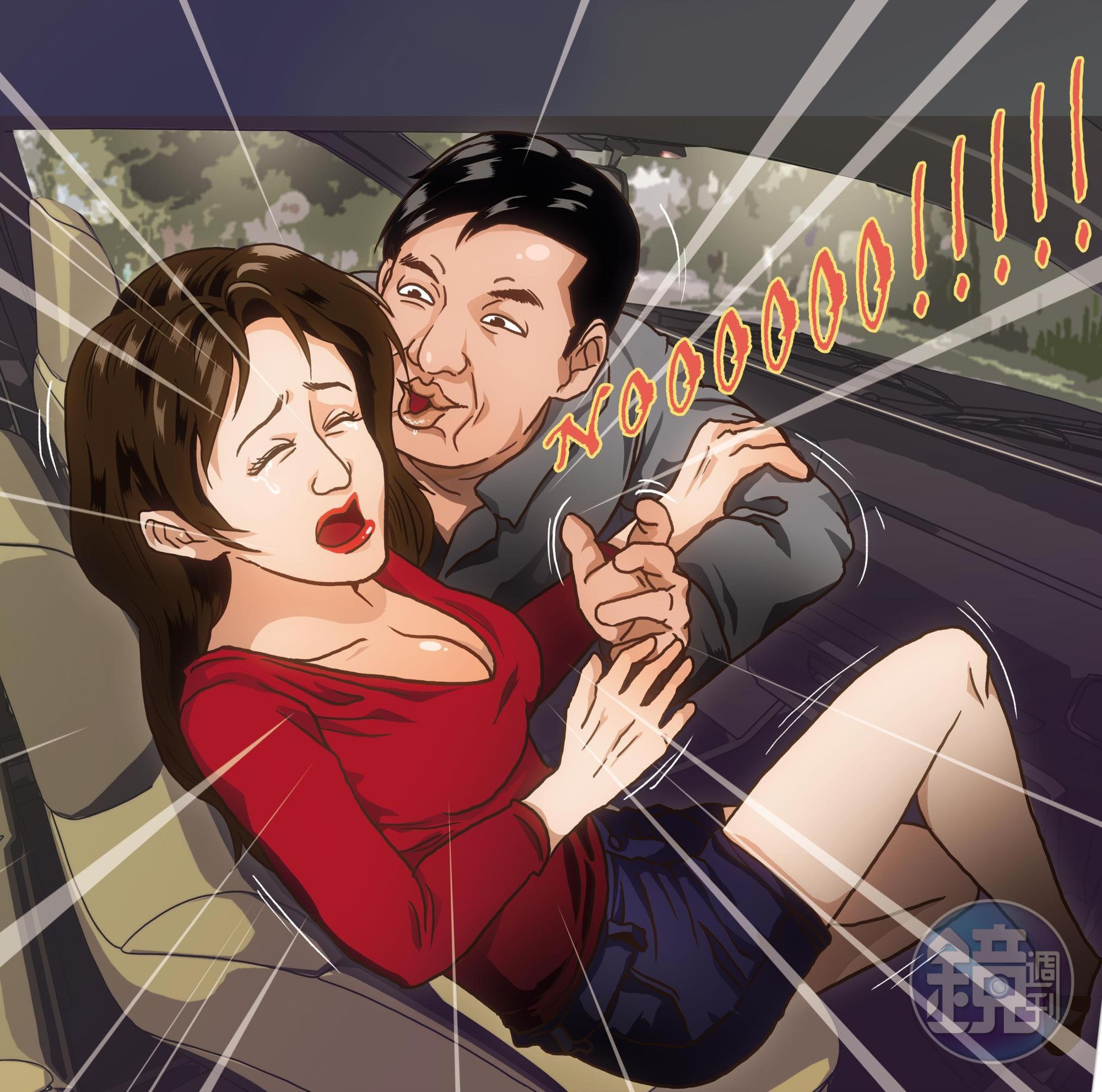 小雅指控，她與陳友亮第一次見面，陳就在車上對她強吻、襲胸。