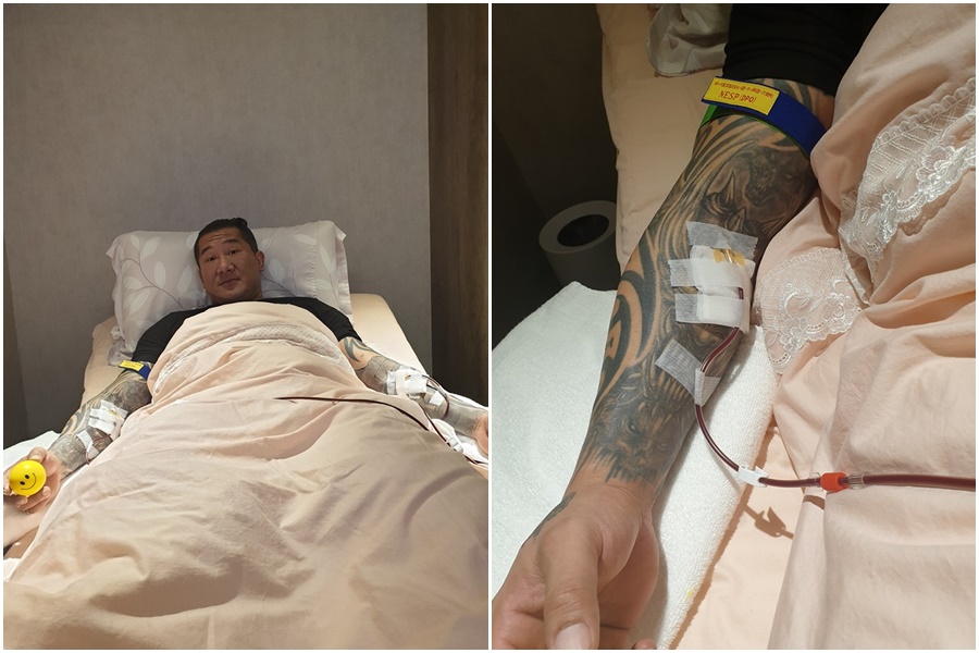 館長陳之漢日前po出自己躺在病床上的照片，嚇壞粉絲。（翻攝自飆捍臉書）