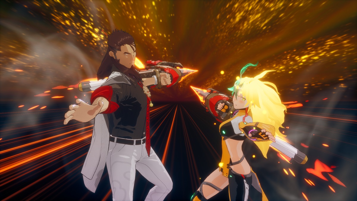 《Dusk Diver 酉閃町》戰鬥系統的特色之一，是主角與守護神會一同展開攻擊；為了呈現最好的效果，開發團隊花費不少時間調整。（傑仕登提供）