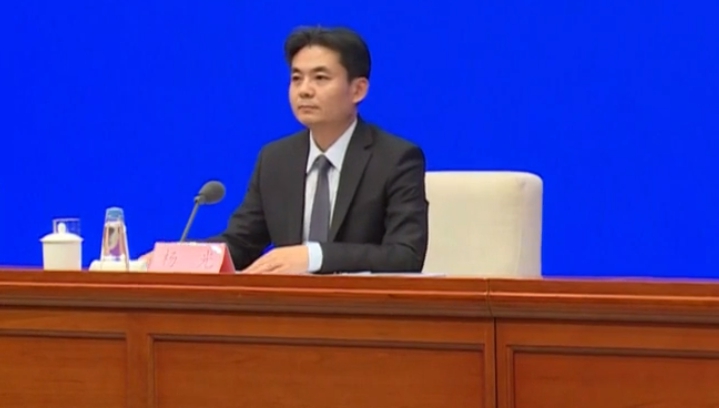 國務院港澳辦新聞發言人楊光（圖）針對近日香港反送中運動發出三點聲明。（翻攝網路直播畫面）