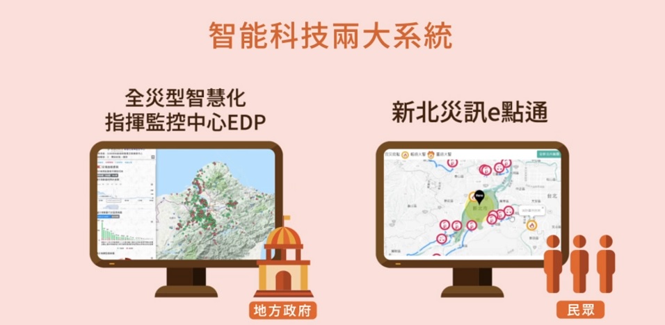 新北市防救災運用新科技首創智能EOC、災害訊息E點通兩大系統。(翻攝畫面)