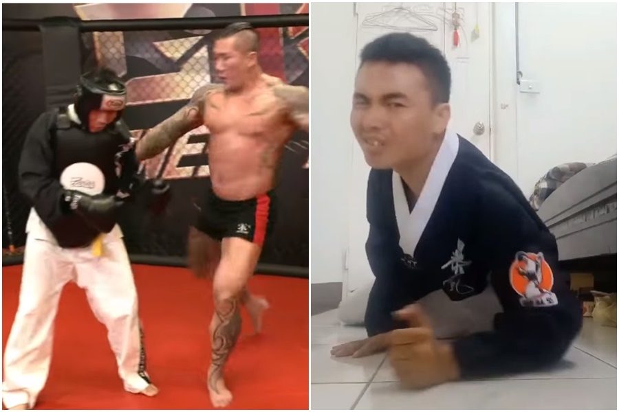 「吃屎哥」找館長單挑3天後，自爆想大便大不出來還會流血，要去林口長庚檢查一下。（左圖翻攝自YouTube頻道：館長成吉思汗、右圖翻攝自游兆霖臉書）