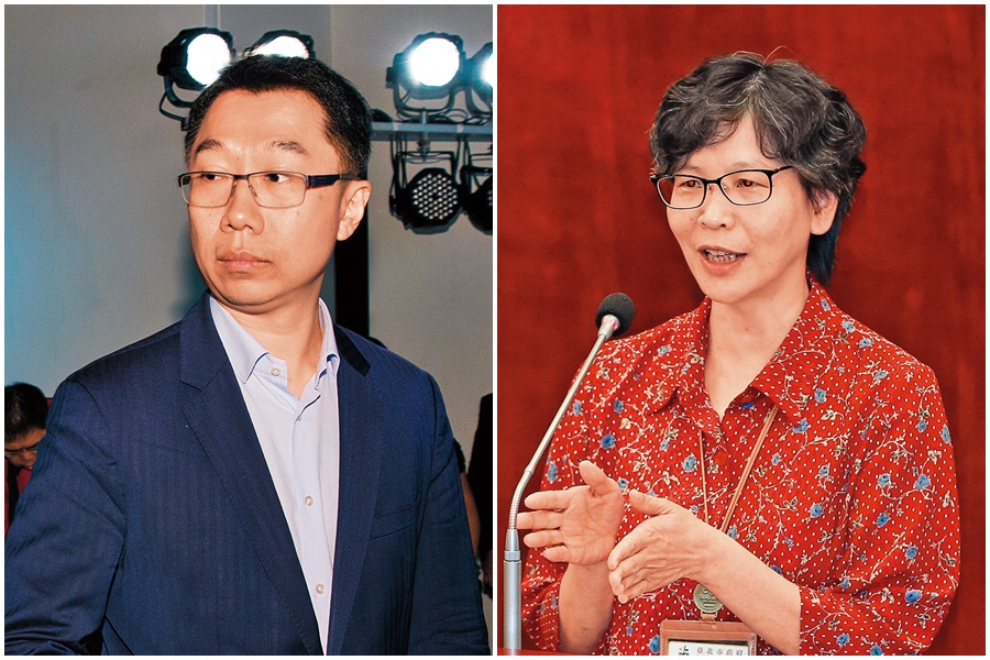 郭台銘動向牽動柯P參選意願，柯P心腹蔡壁如（右圖）與郭的兒子郭守正（左圖）在國民黨初選期間就曾私下聯繫。（右圖中央社）