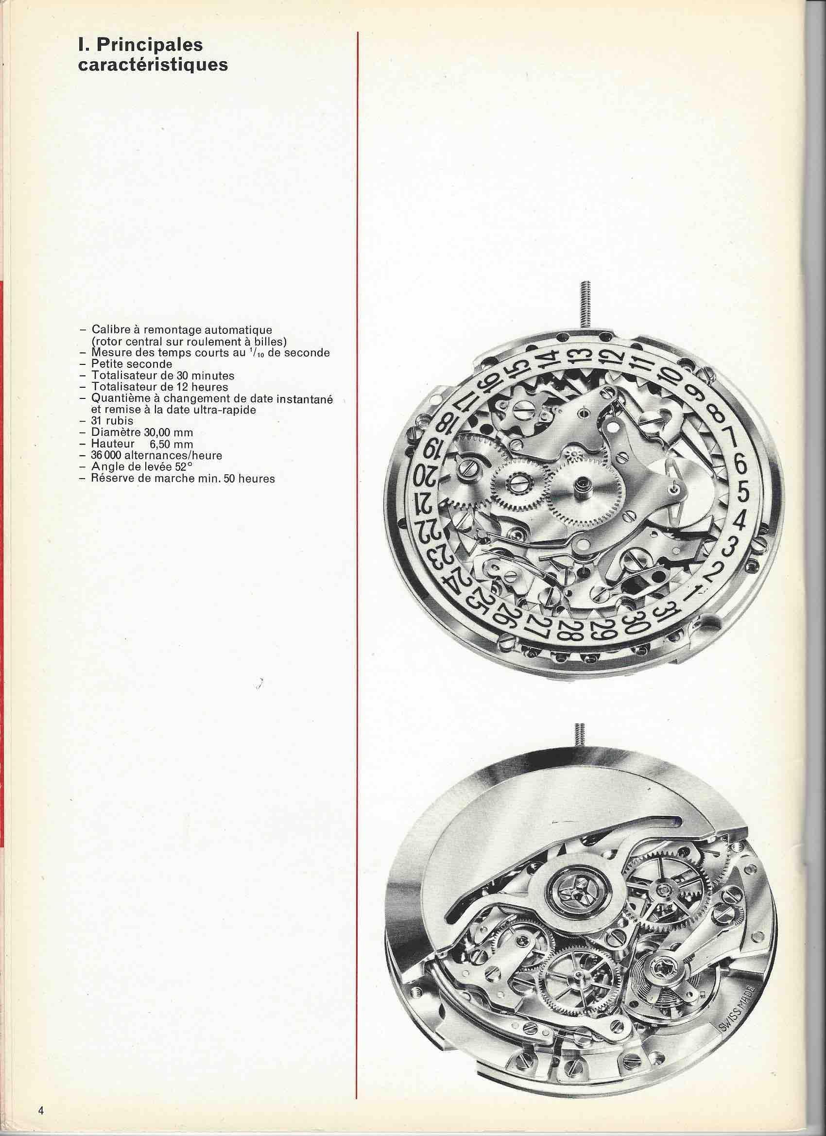 El Primero 3019phc機芯於1969年發表之後，刊登在產品說明書上的機芯正反面結構圖。（圖片取自網路）