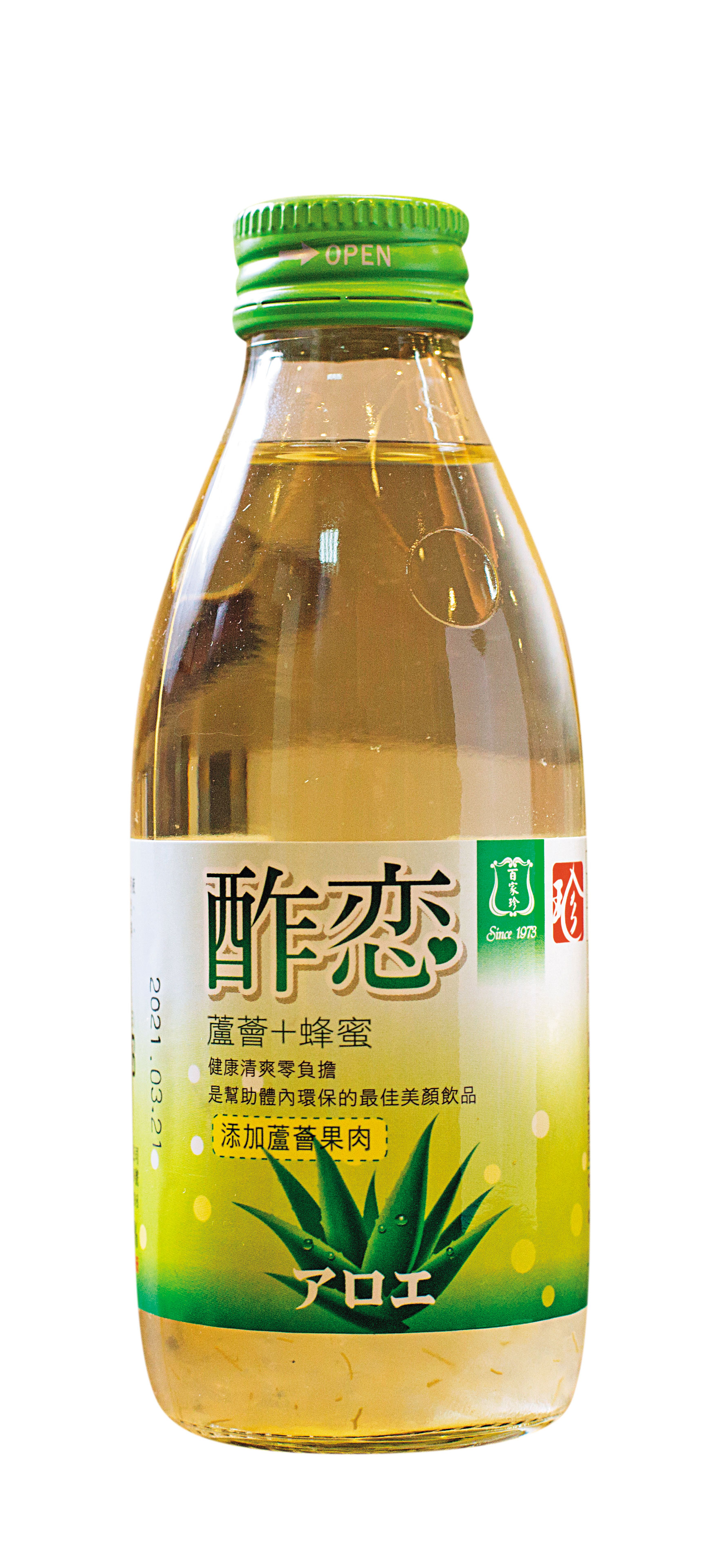 除了濃縮果醋，百家珍在超商通路推出助消化的即飲式醋飲。（39元／瓶）