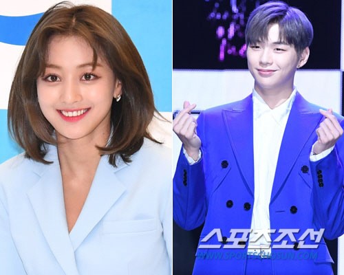 TWICE隊長志效（左）與姜丹尼爾透過公司證實戀情。（翻攝自朝鮮體育）