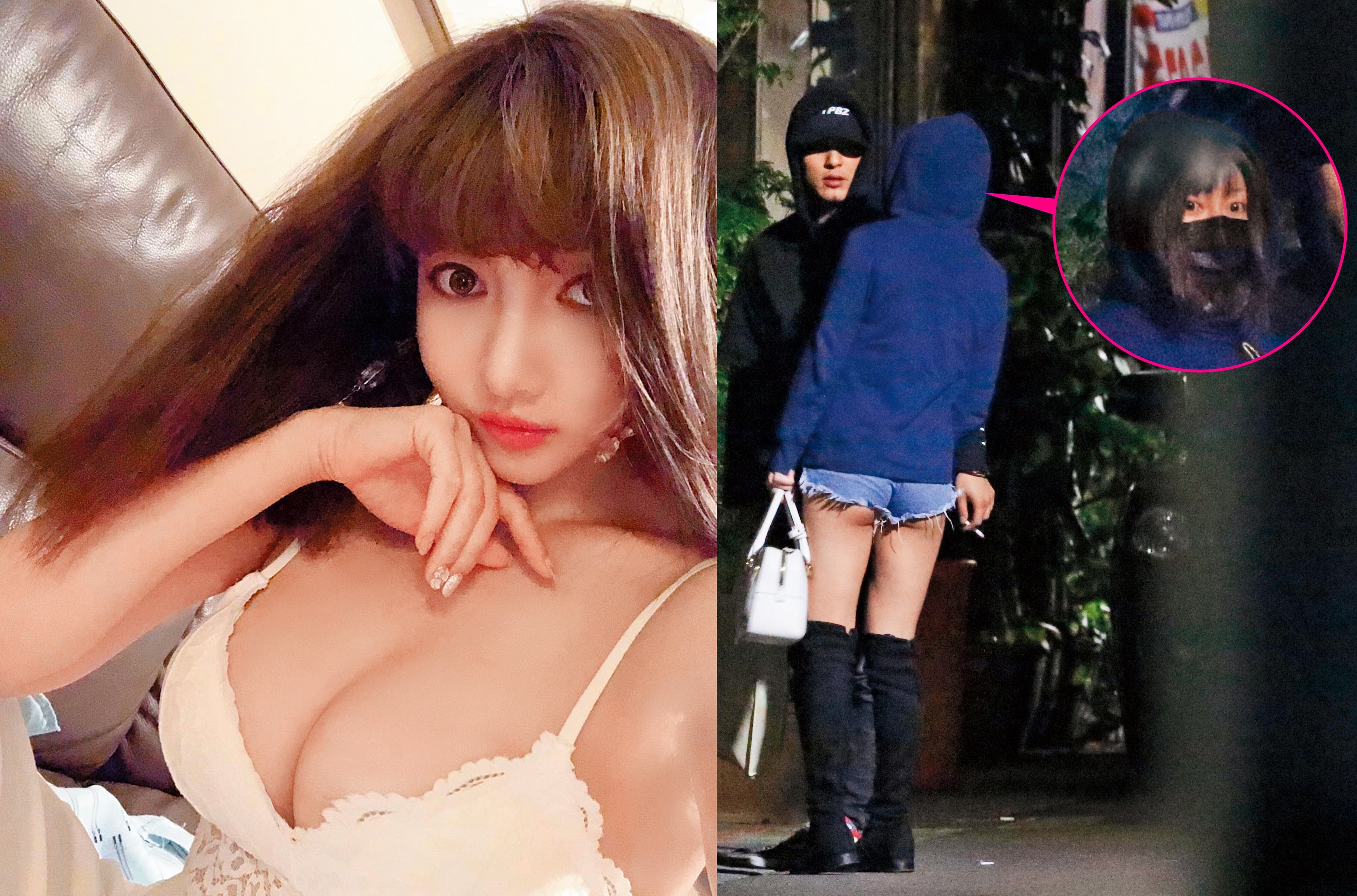 屁蛋妹身材火辣，喜歡在臉書上放滿各種自拍豔照，腰束奶膨讓人口水直流，但也曾被質疑其整形。（左圖翻攝kkeellyyttssaaii IG，右圖本刊資料照）