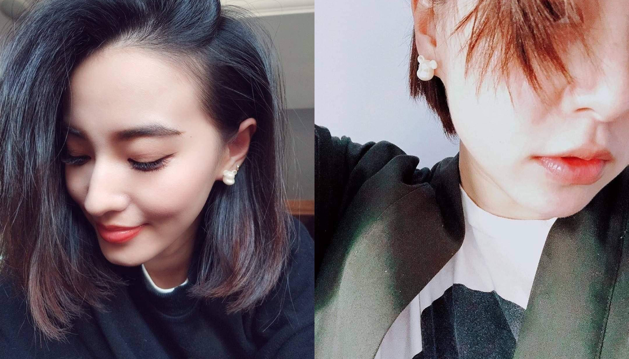 鄭雲燦（左）、黃小柔（右）都十分喜愛dix的小熊耳環。（NEU提供）