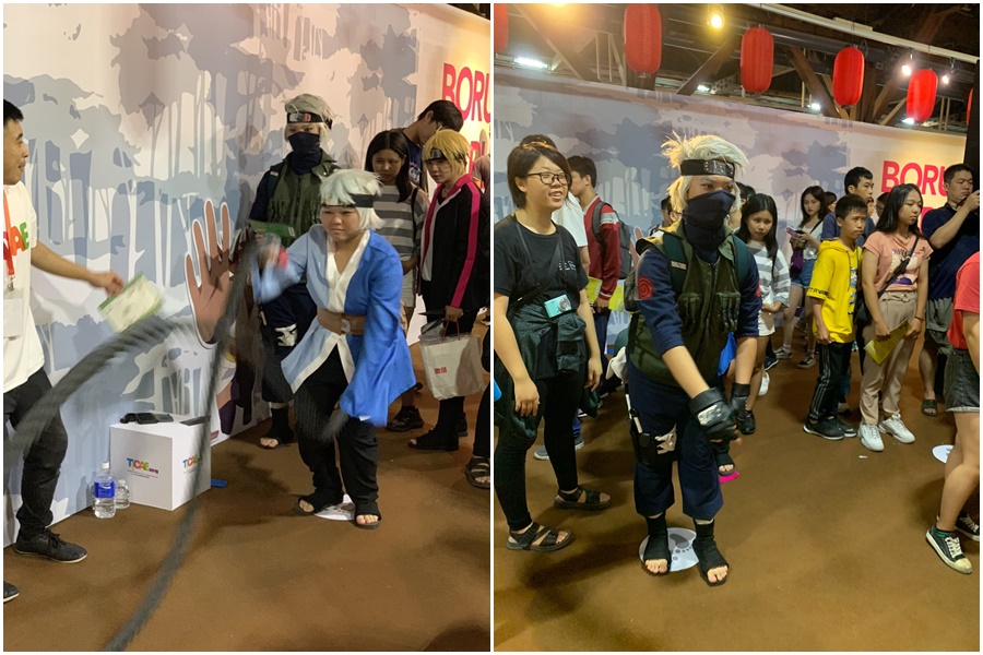 動漫博覽會現場出現瘋狂動漫迷coseplay,一起互動玩遊戲,增添不少趣味。(台中市府提供)