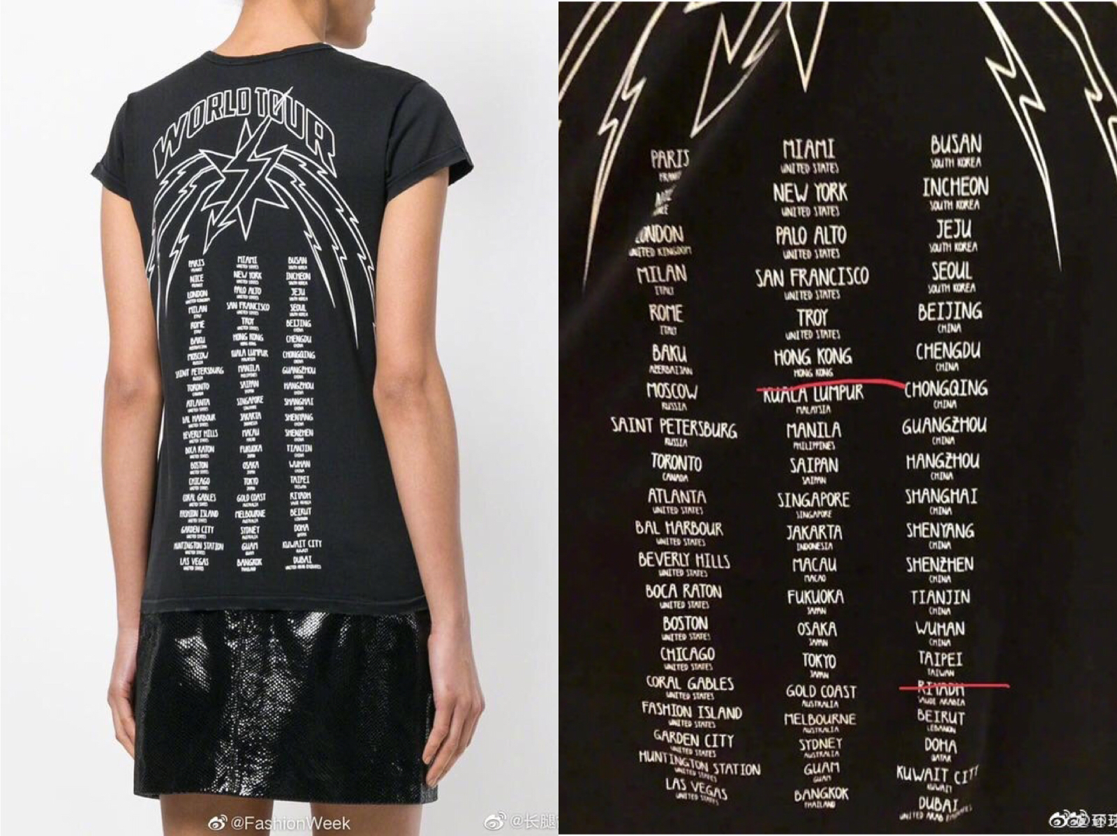 就是這件GIVENHY T-shirt惹的禍， 狀況如同早前VERSACE與COACH一樣，都是「中國國家主權及領土」的問題。（翻攝自微博）