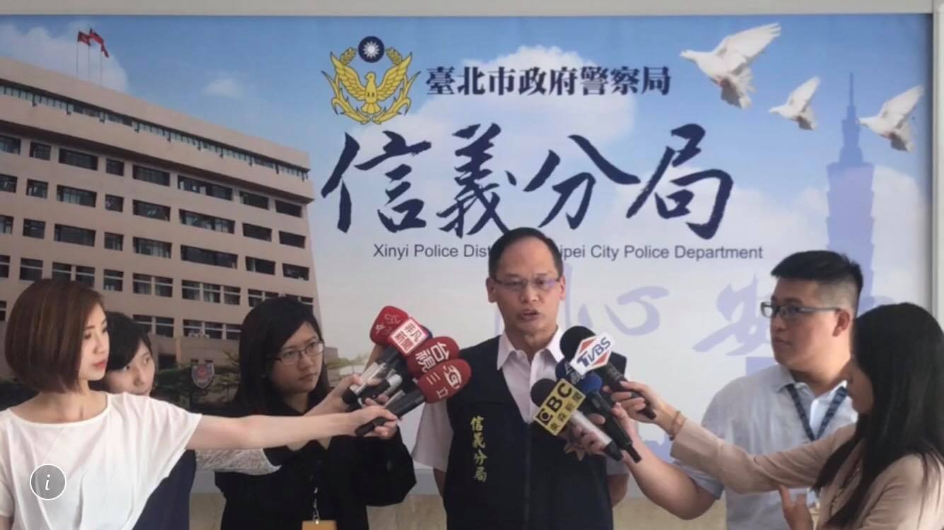 信義分局偵查隊長鄭志誠表示已當場查扣林男的球棒並逮補。(翻攝畫面)